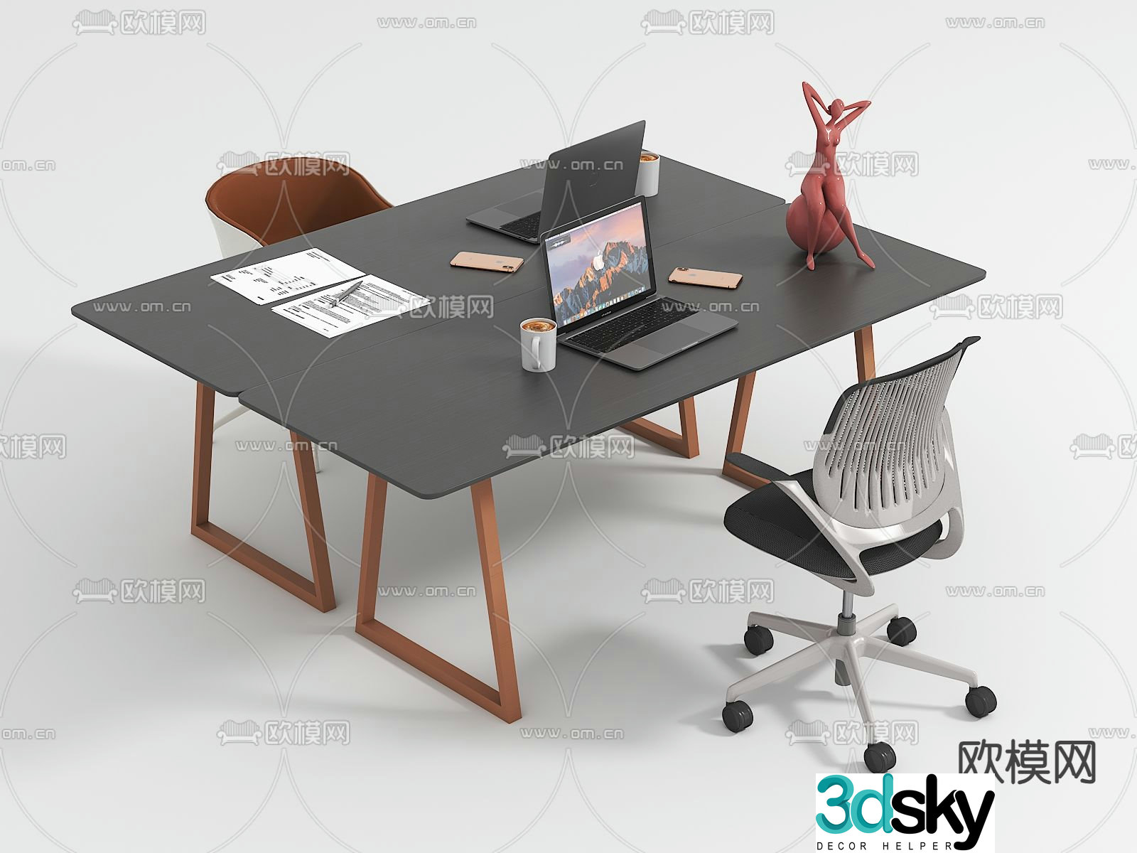 Office desk and chair 3d model