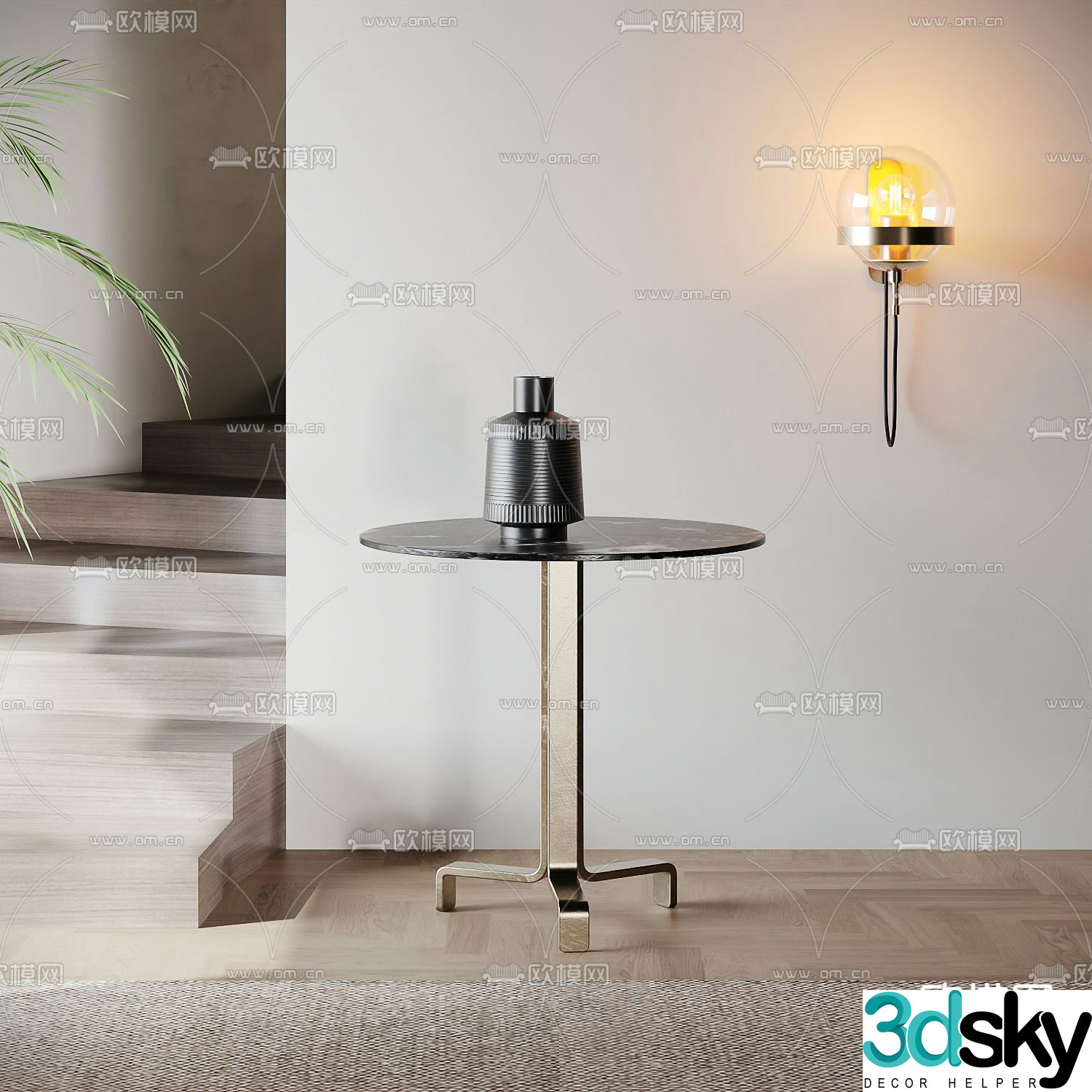 Round side corner table 3D model
