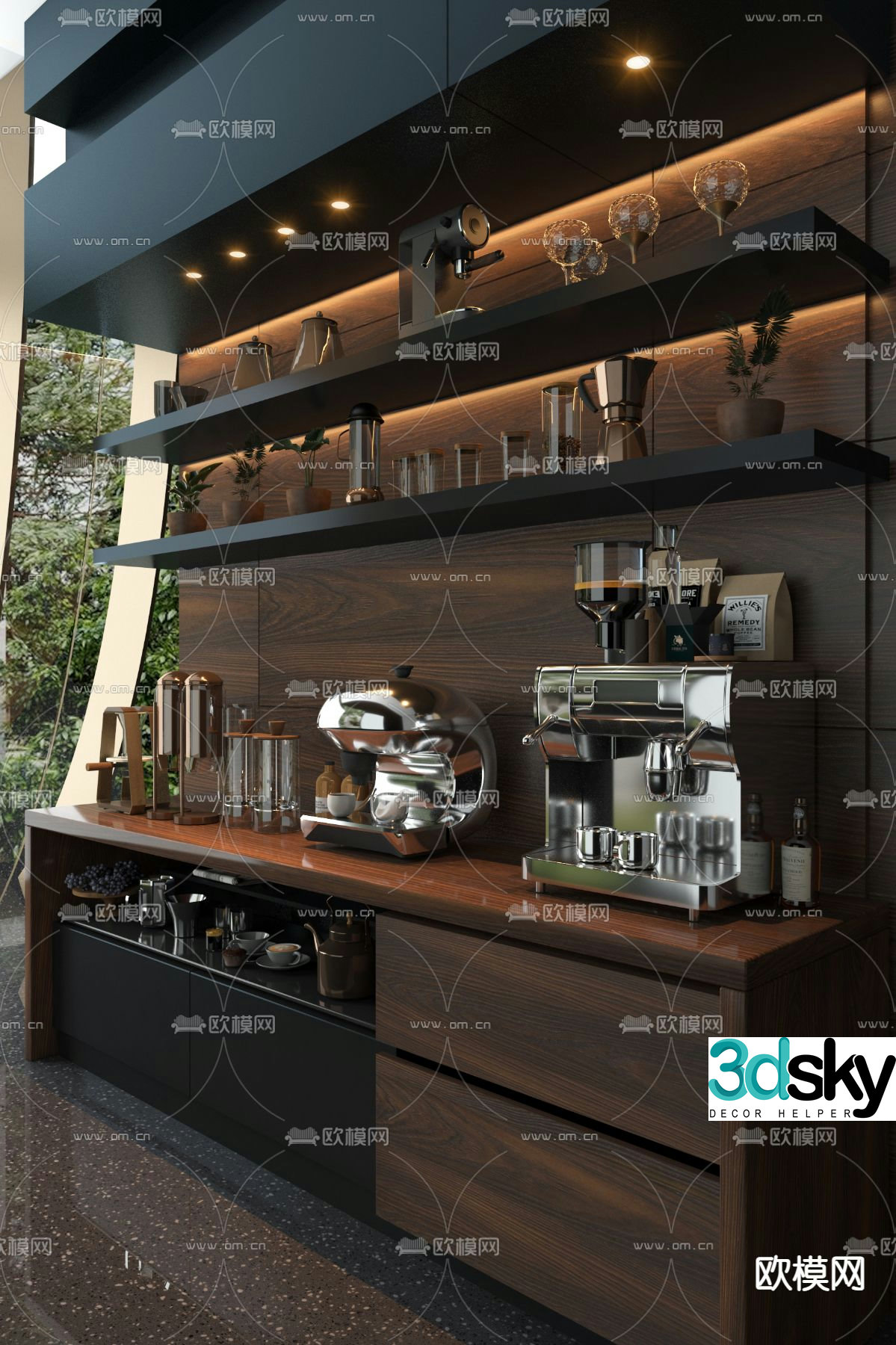 Coffee console coffee cabinet 3d model