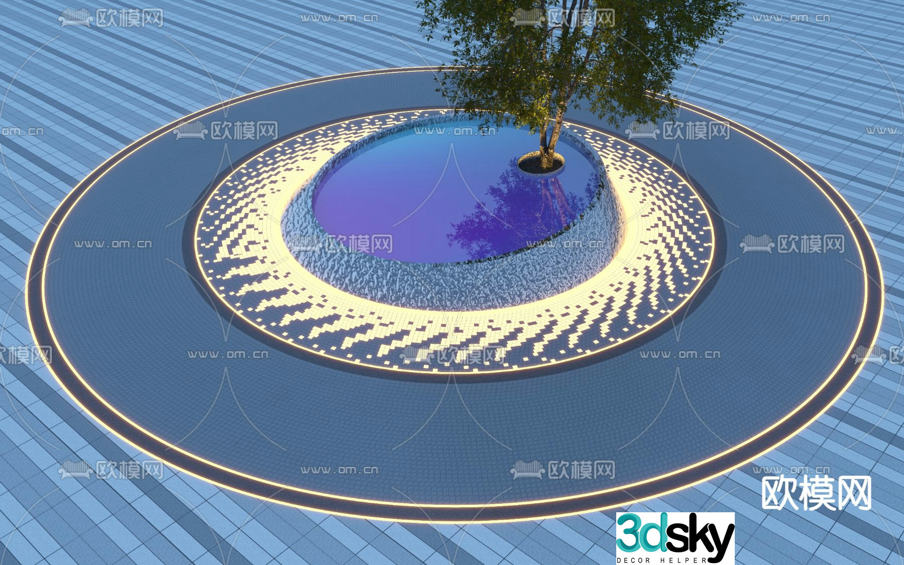 Mirror waterscape sketch circular waterscape 3D model