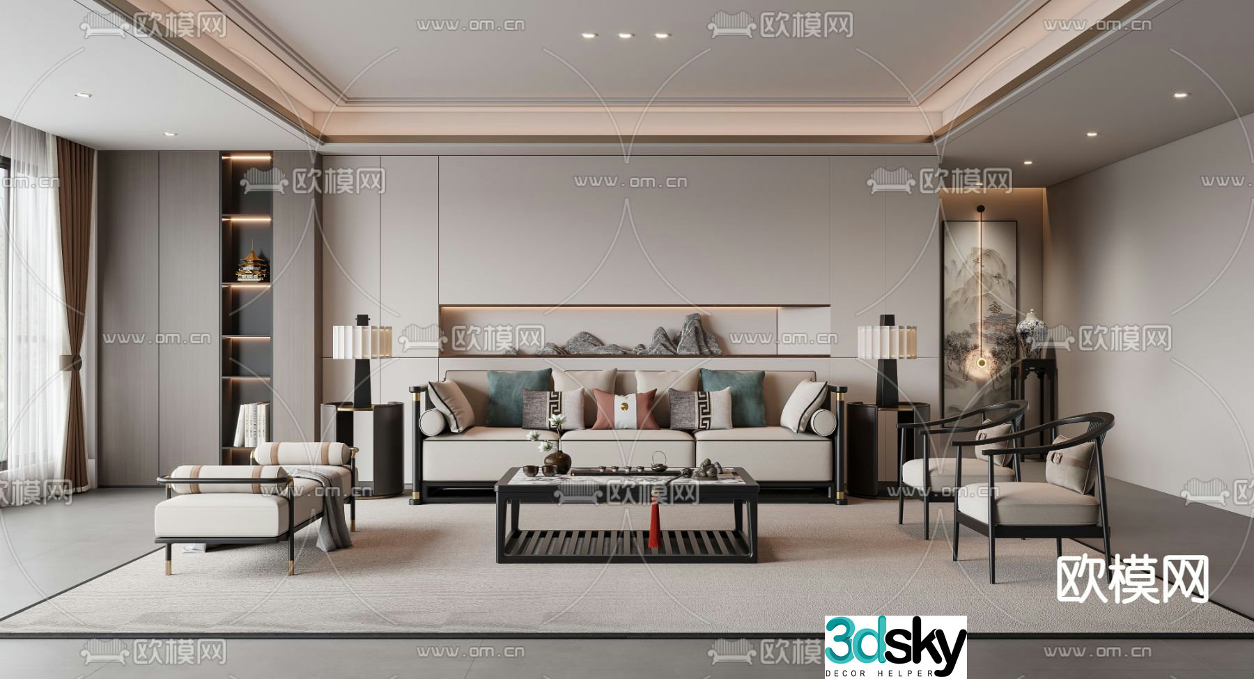 New Chinese living room 3D model