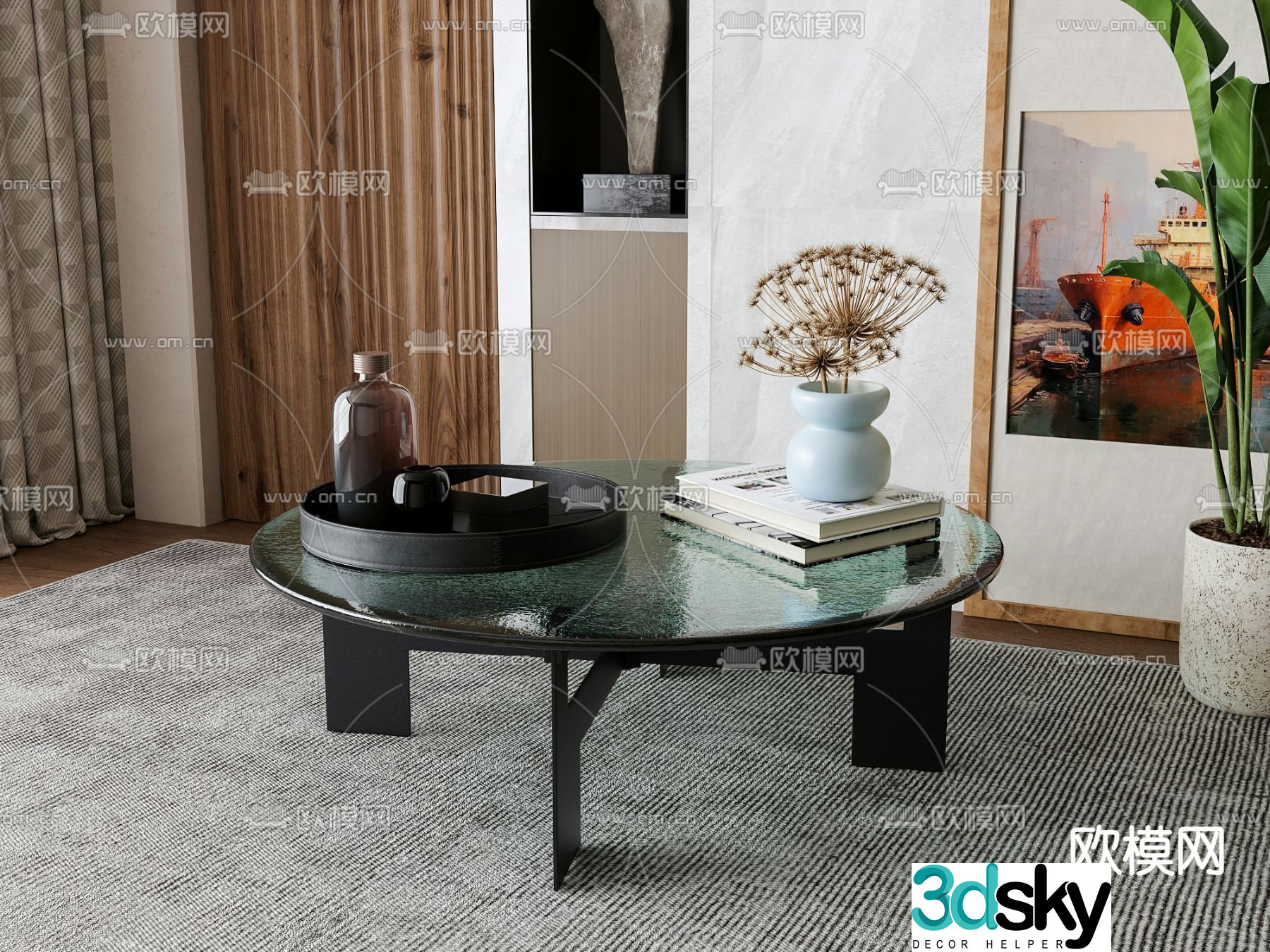 Round coffee table desktop ornaments 3d model