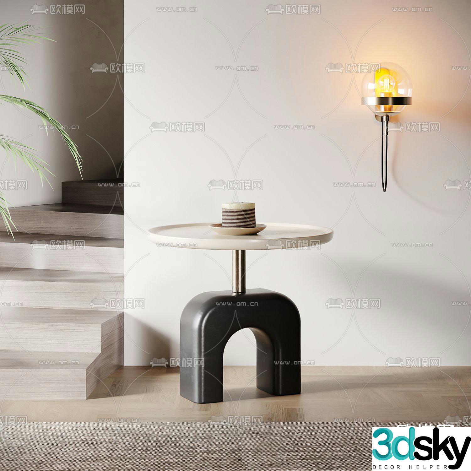 Round side corner table 3D model