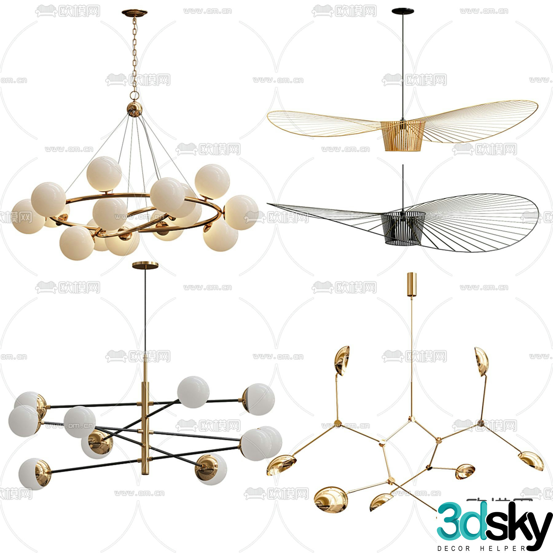 Light luxury chandelier French chandelier 3D model