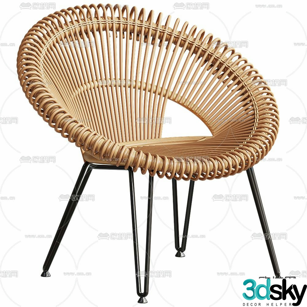 Rattan chair leisure chair balcony chair 3d model