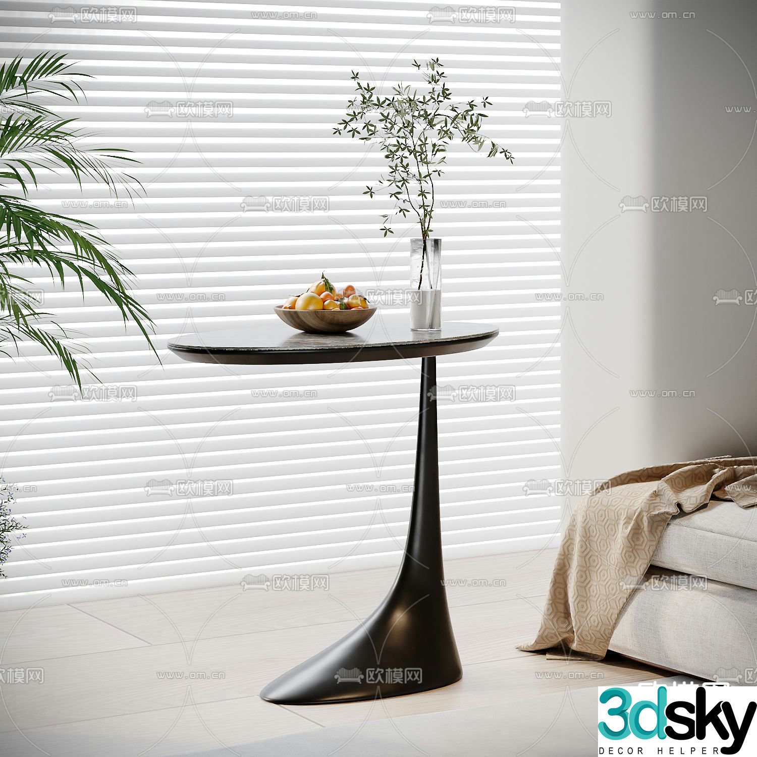 side corner round table 3D model