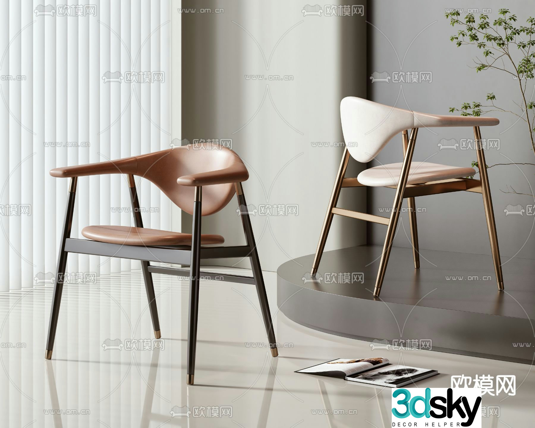 leather chair dining chair 3d model