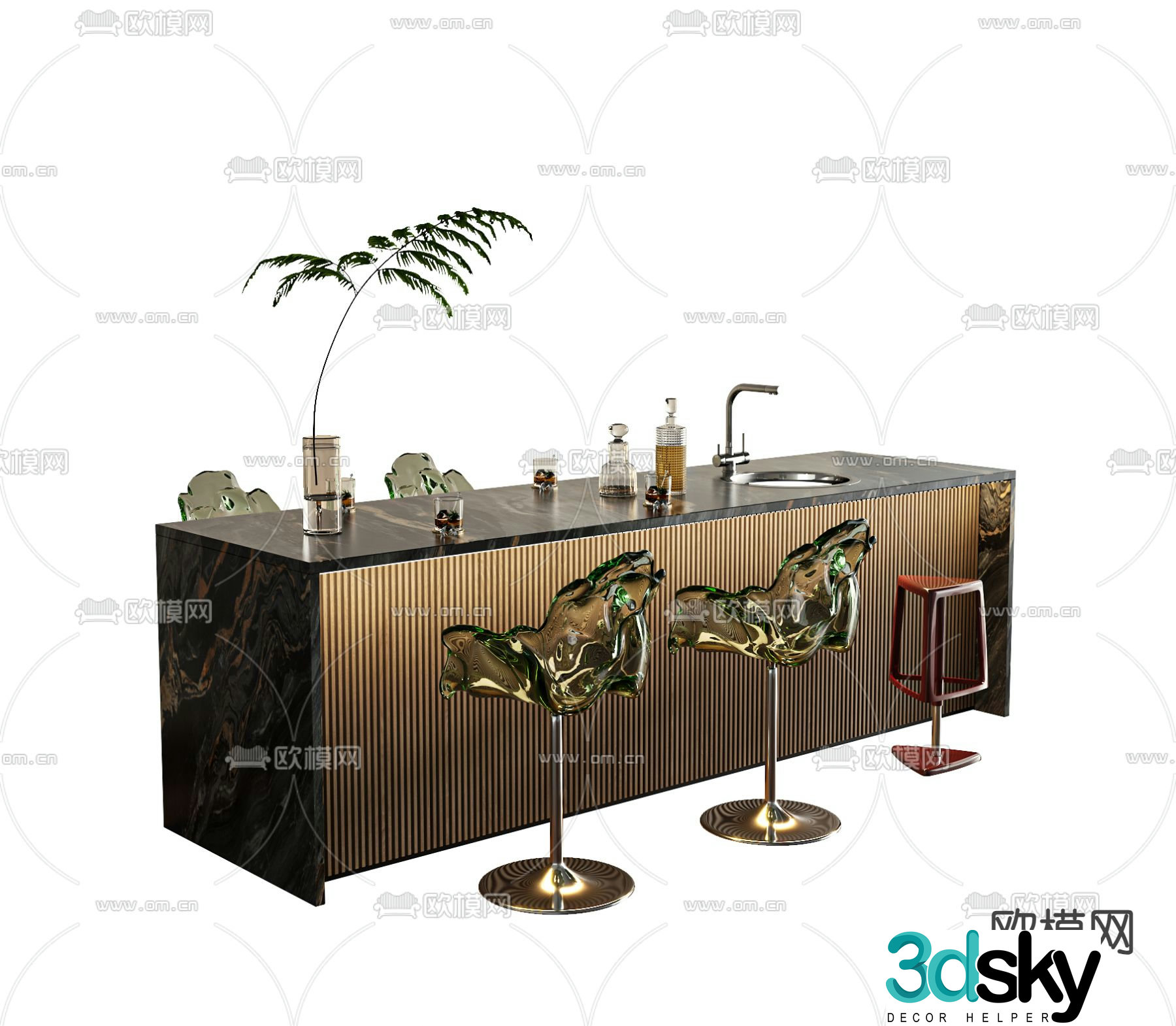 Bar counter island counter 3d model