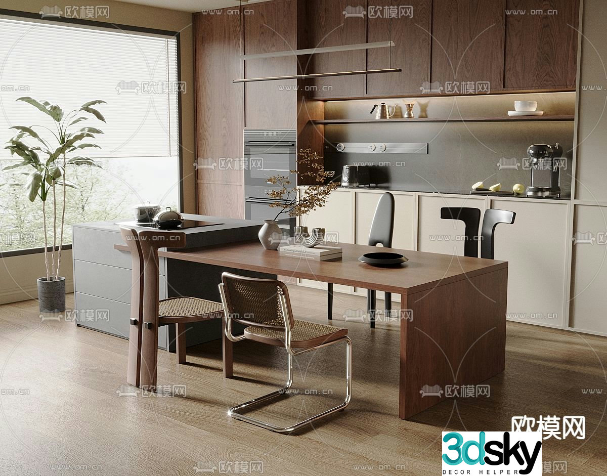 Medieval style dining table and chairs 3d model