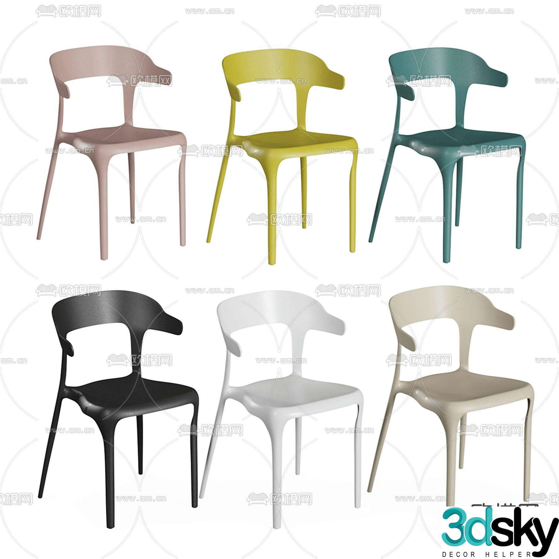 Creative chair dining chair 3d model