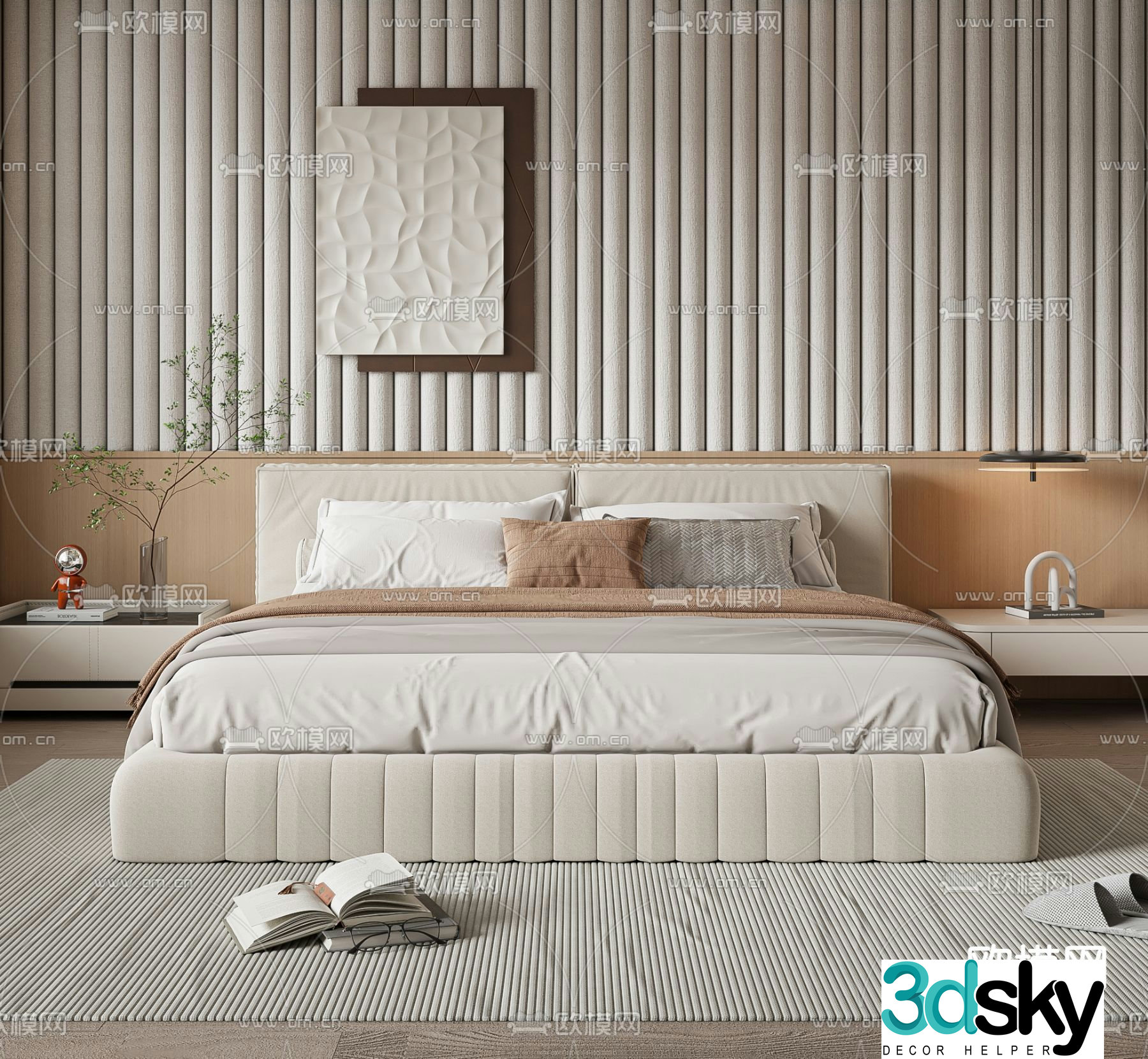 Modern double bed 3d model