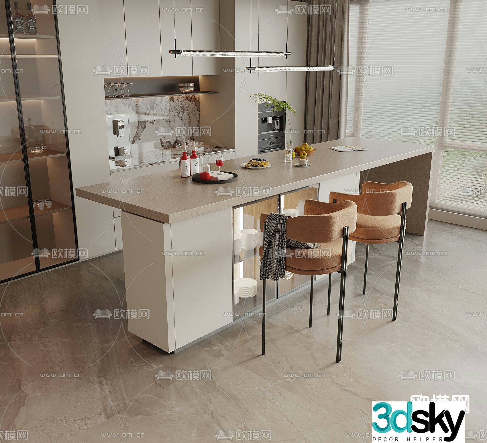 Modern bar island table 3D model