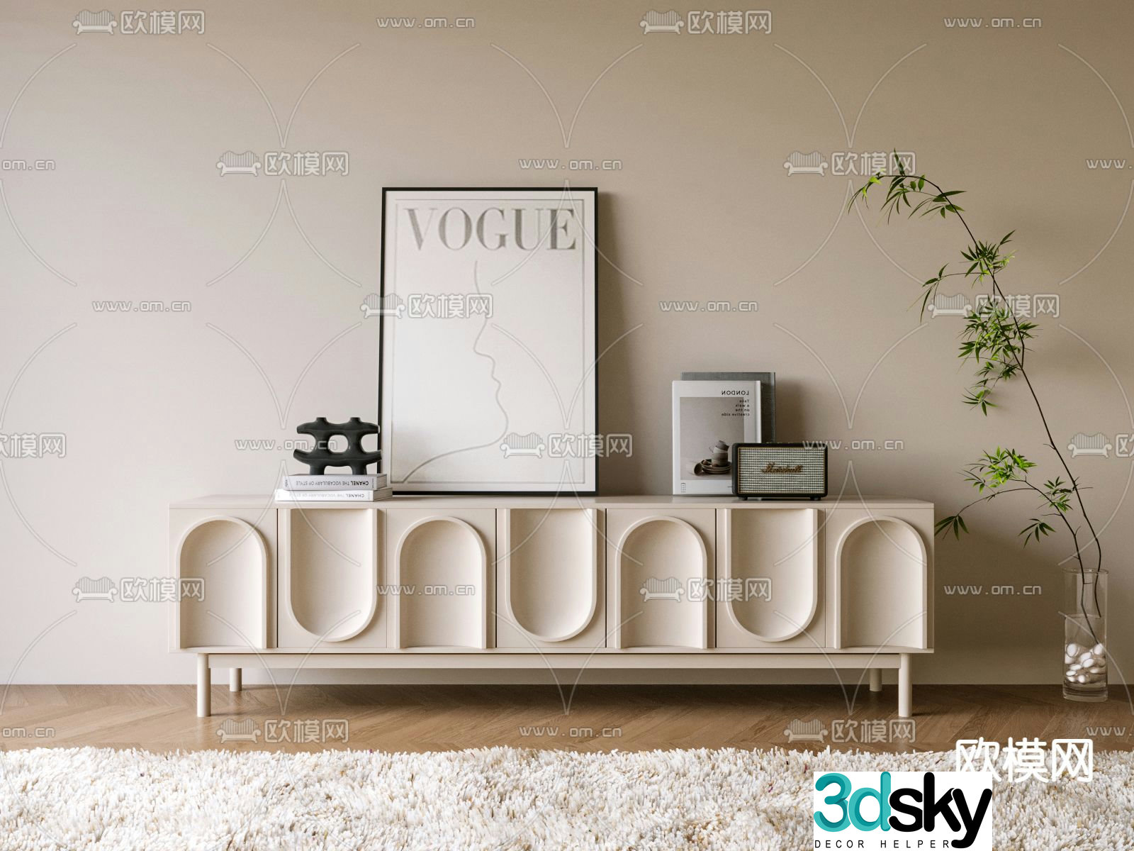 Creamy air TV cabinet 3d model