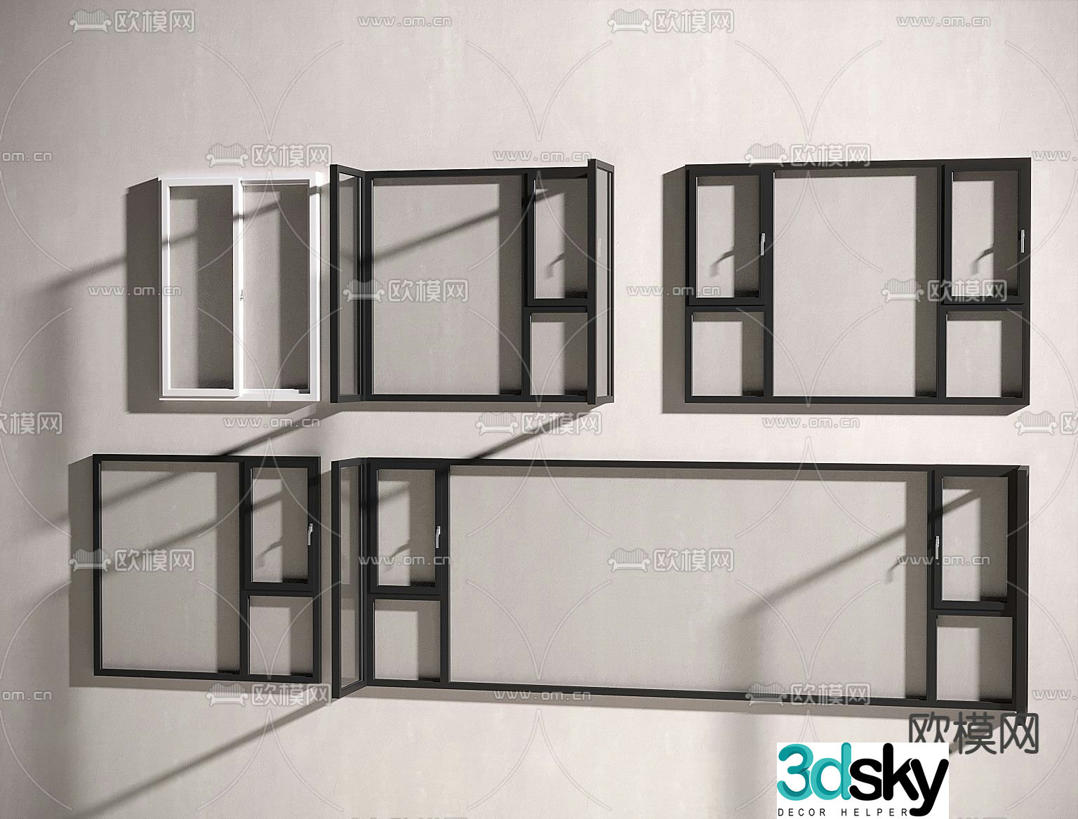 Glass windows Floor to ceiling windows Balcony windows Bathroom windows 3D model