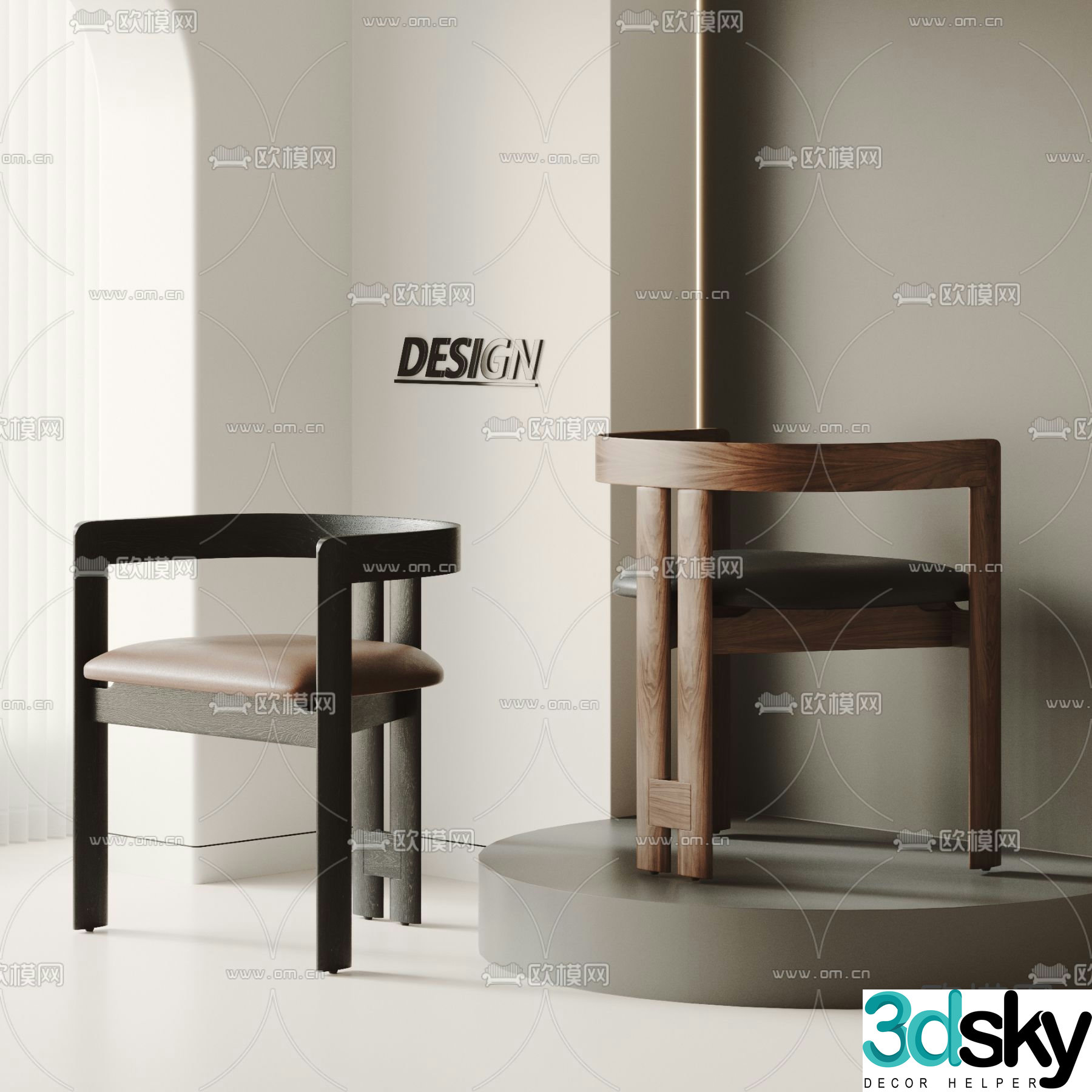 Medieval style chair dining chair 3d model