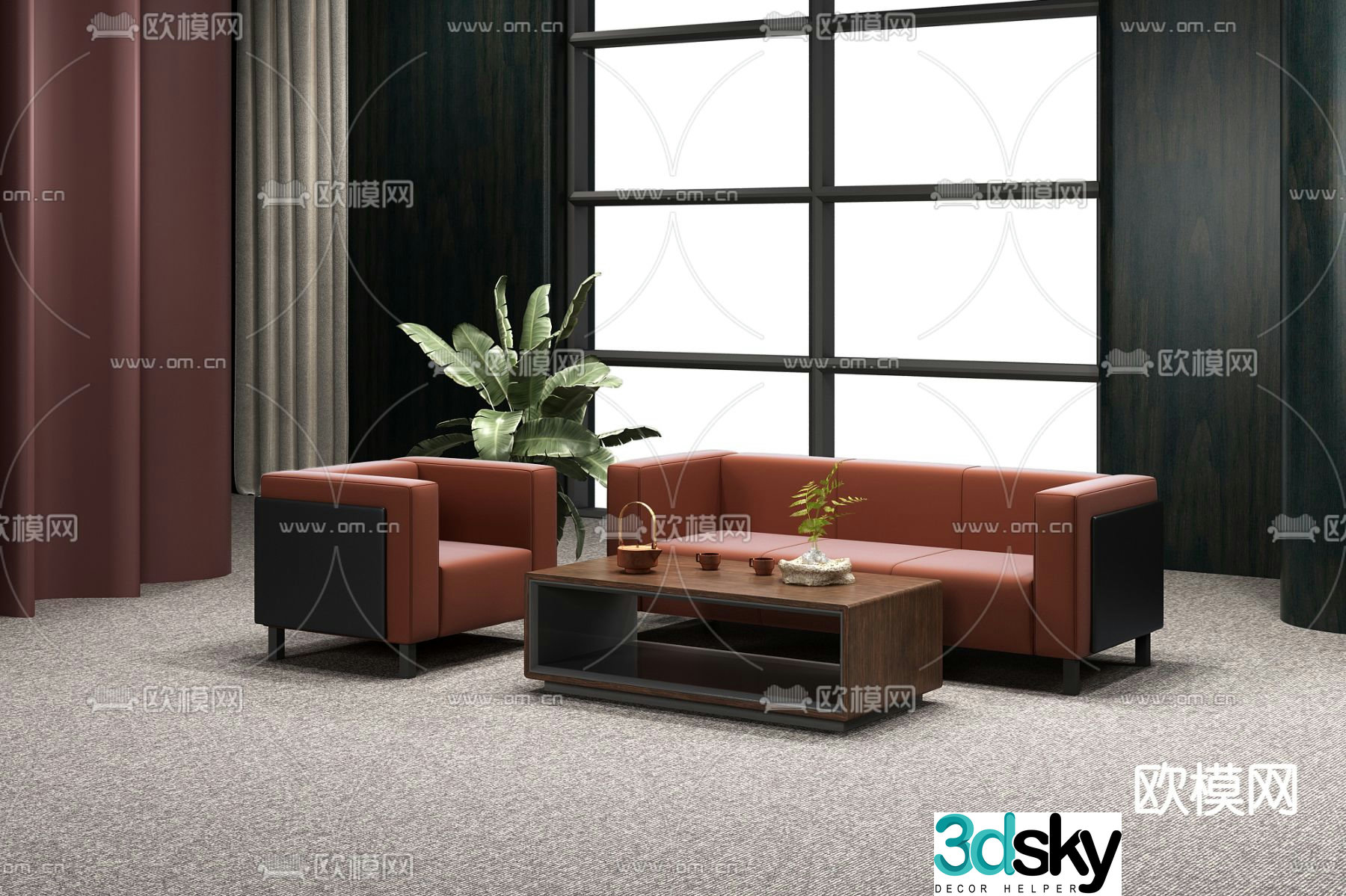 Office sofa modular sofa 3d model