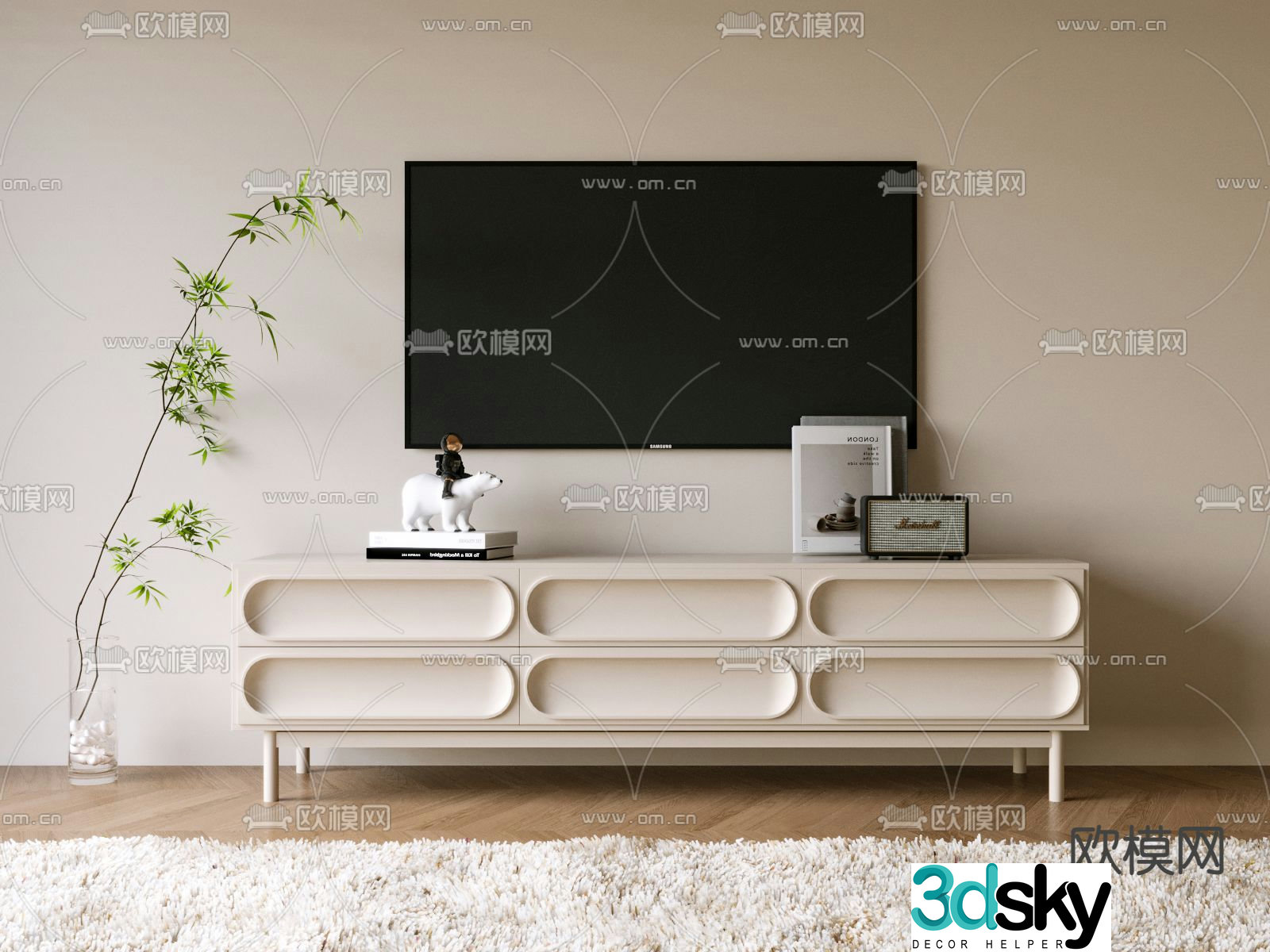 Creamy air TV cabinet 3d model