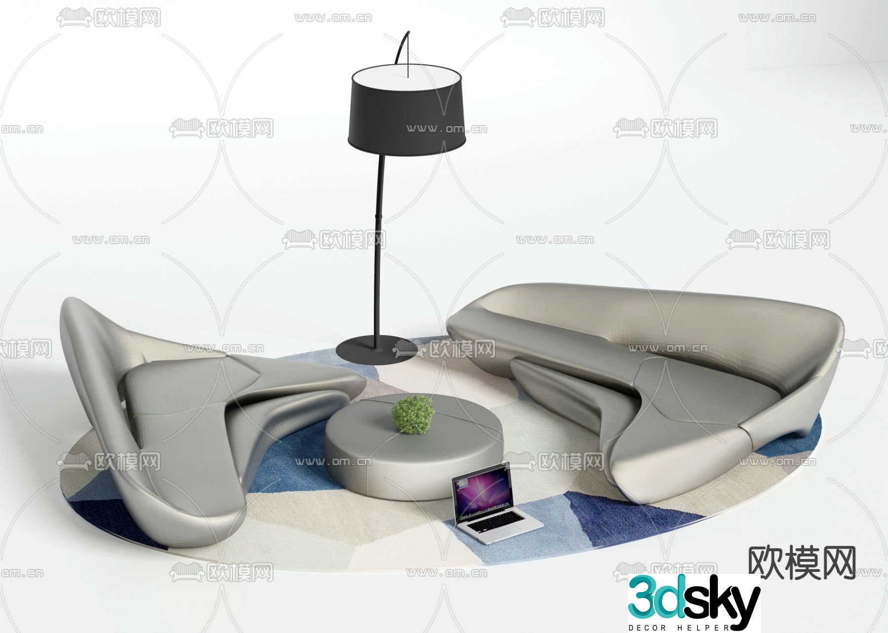 Lobby sofa reception sofa 3d model
