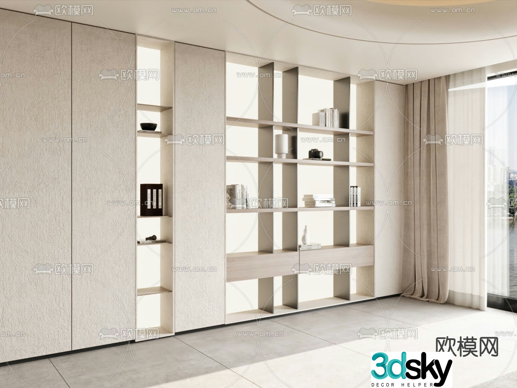 Modern decorative cabinet bookcase 3d model