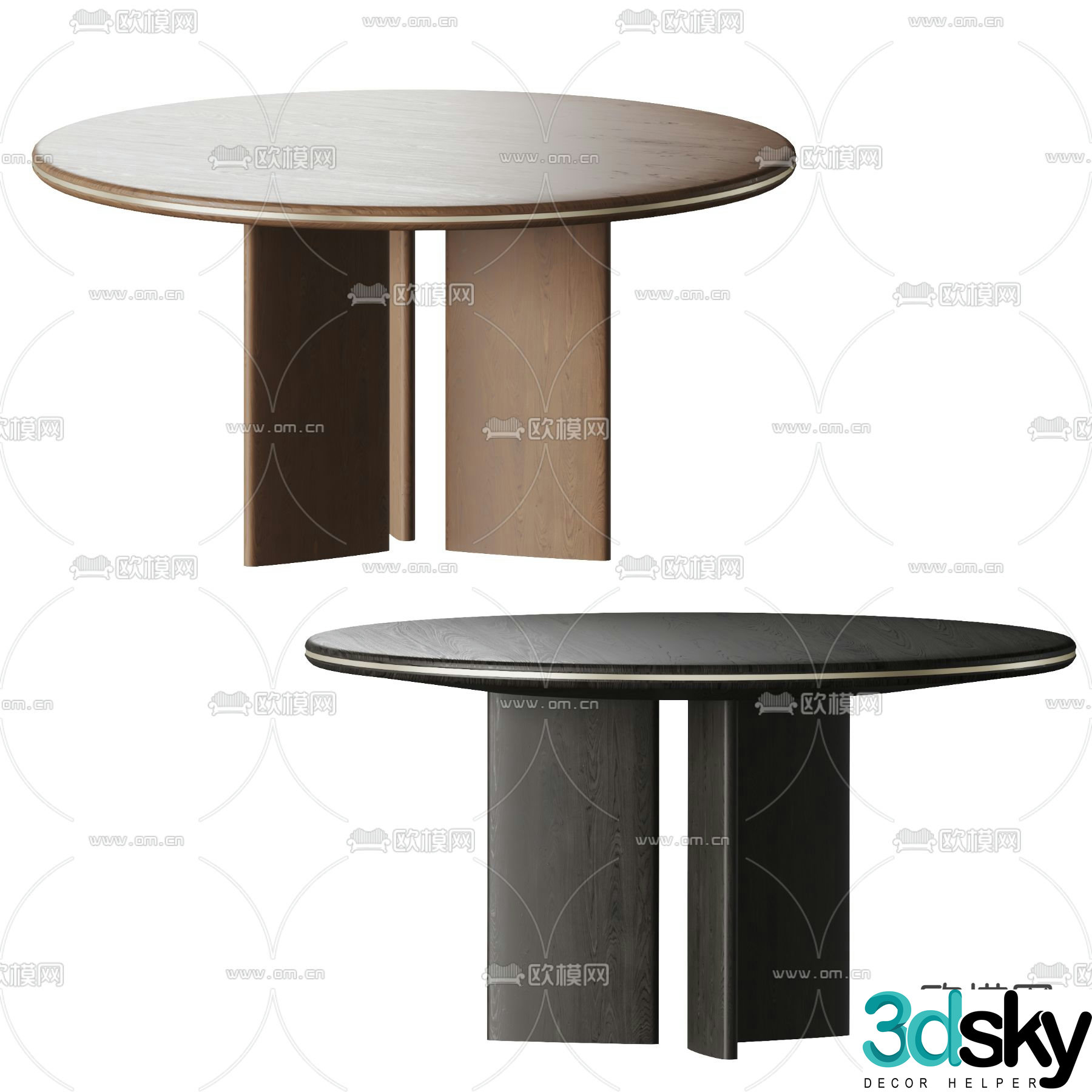 Round dining table 3d model