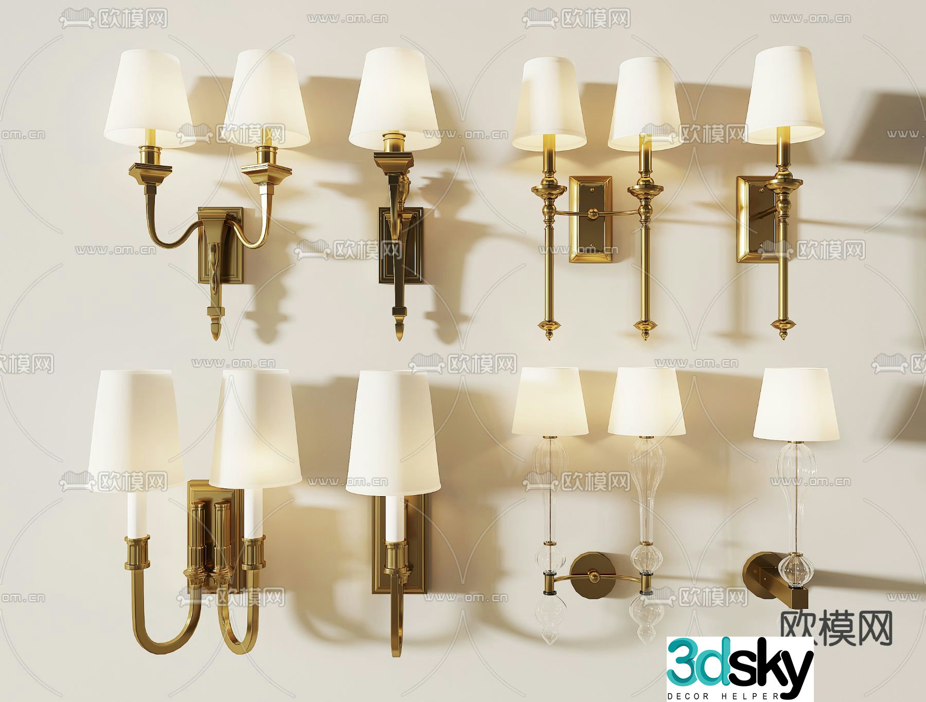 Simple European wall lamp 3d model