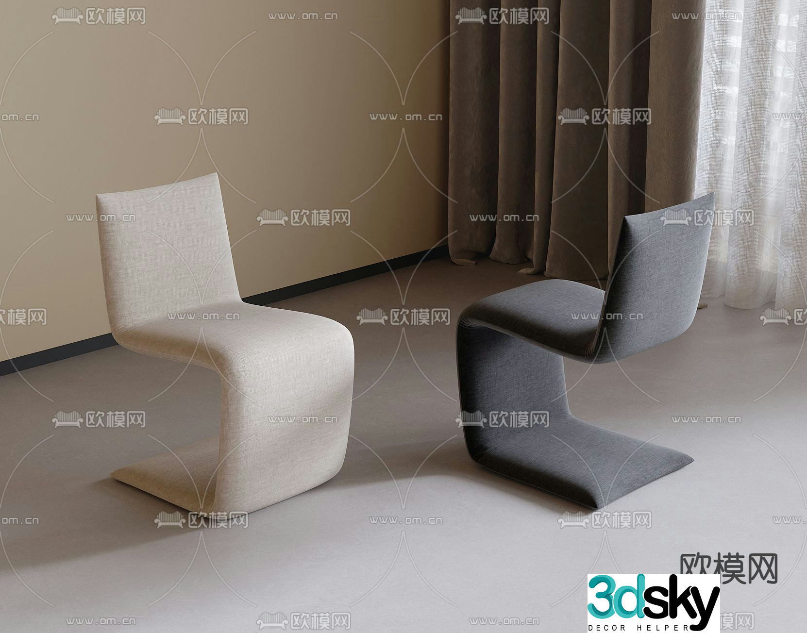 Creative chair dining chair 3d model