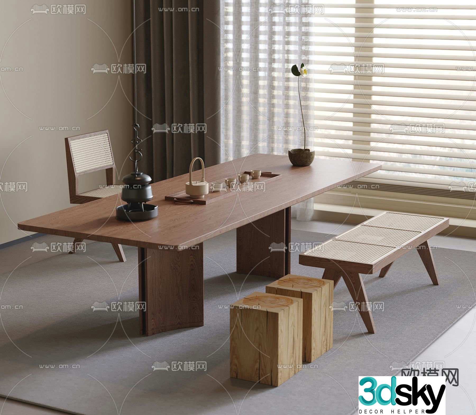 Wabi-sabi tea table tea table 3d model