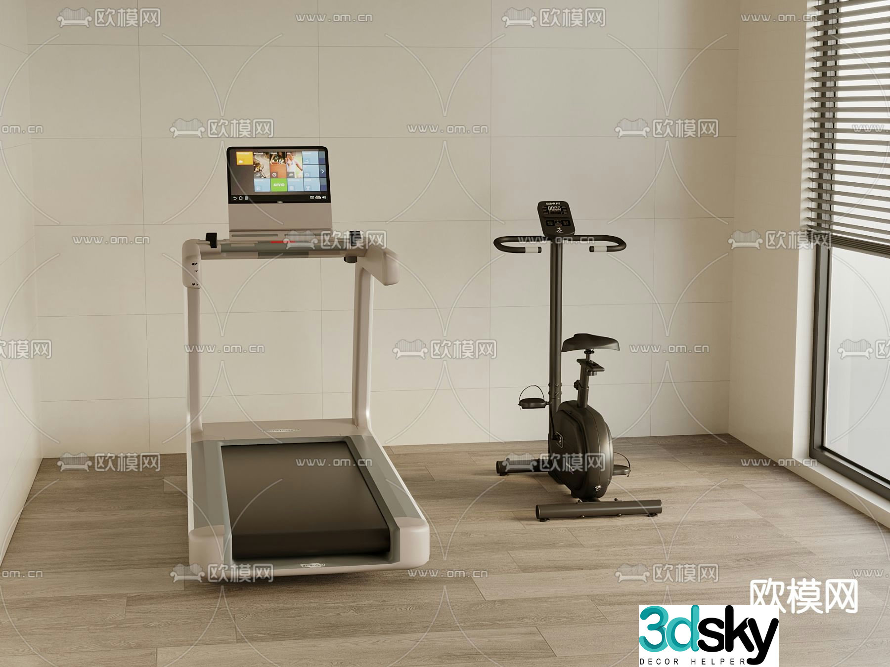 Fitness equipment treadmill elliptical machine 3d model