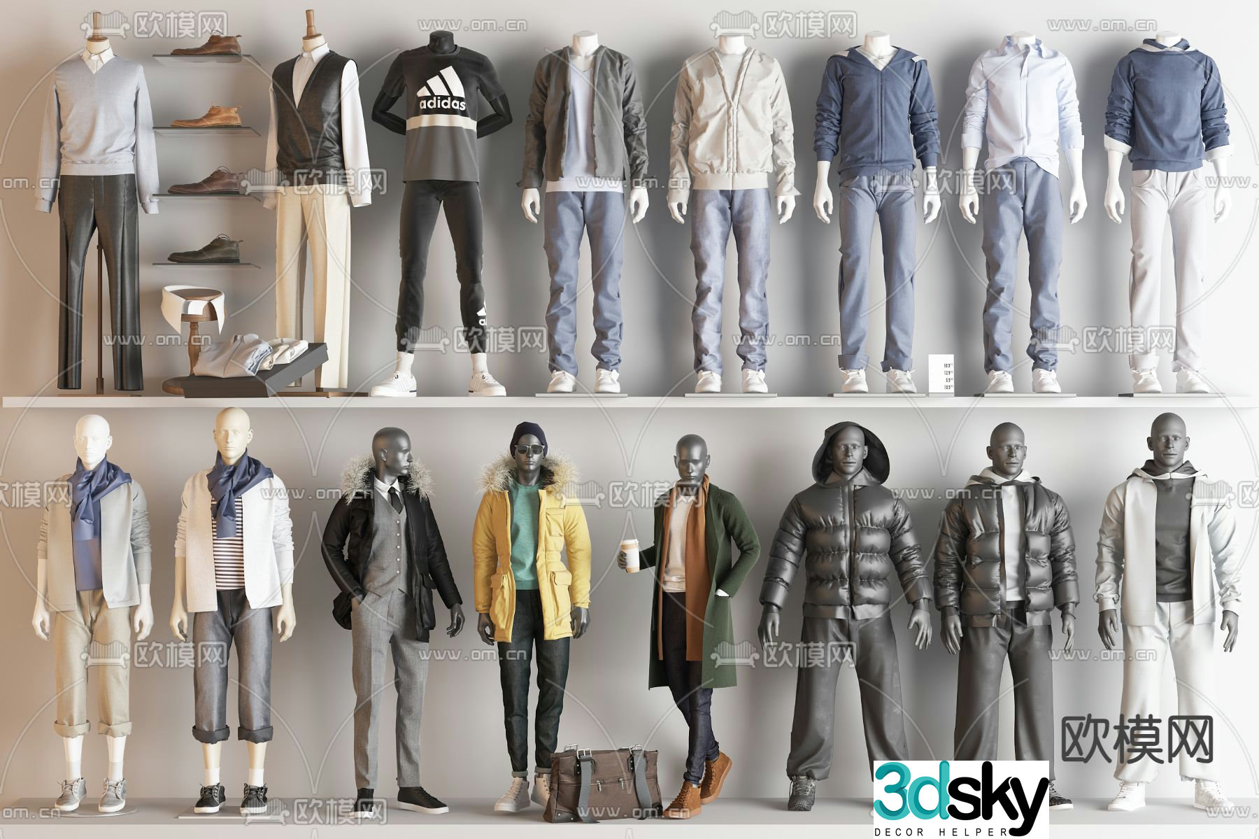 Clothing model window model men’s model clothes rack 3d model