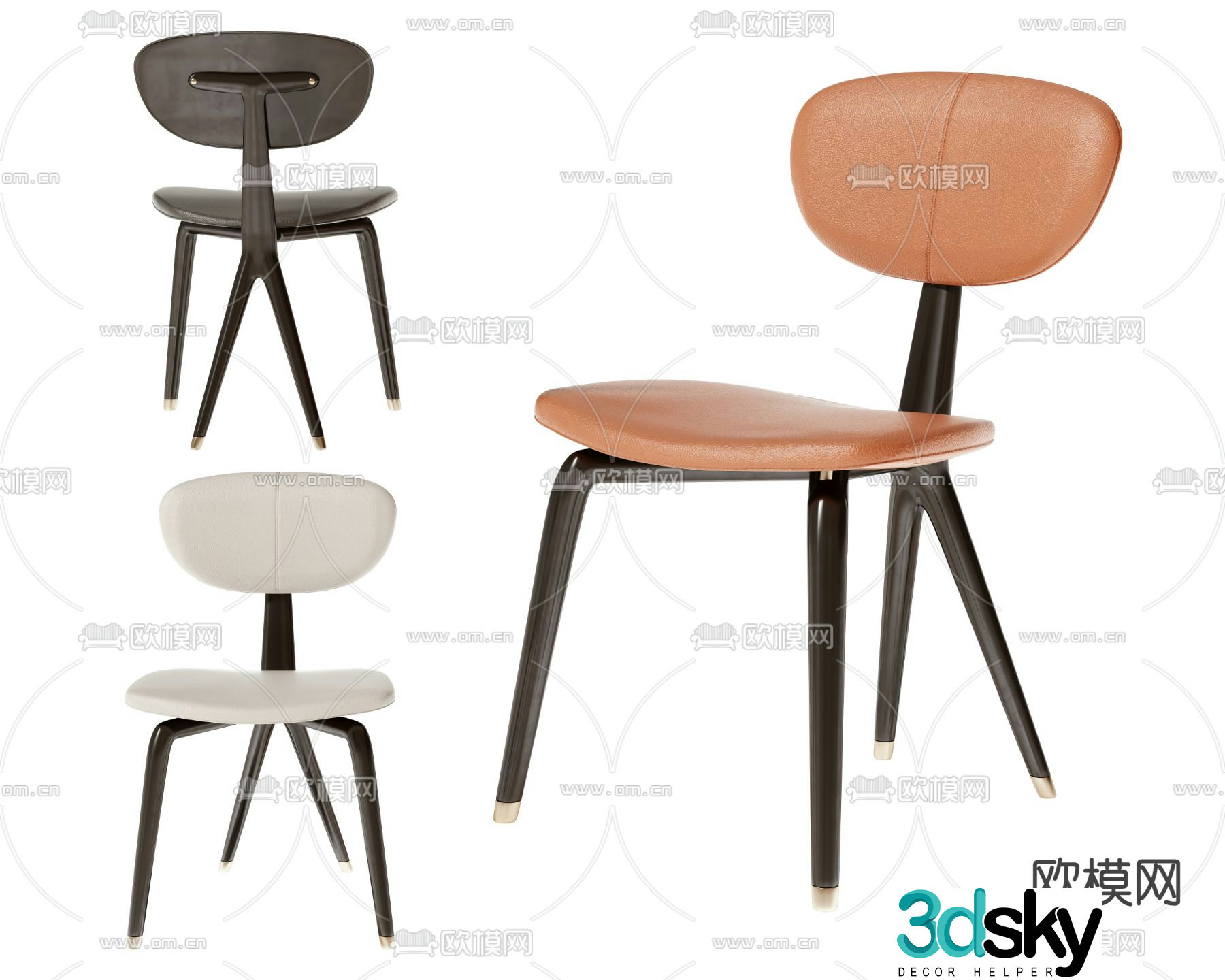 leather chair dining chair 3d model