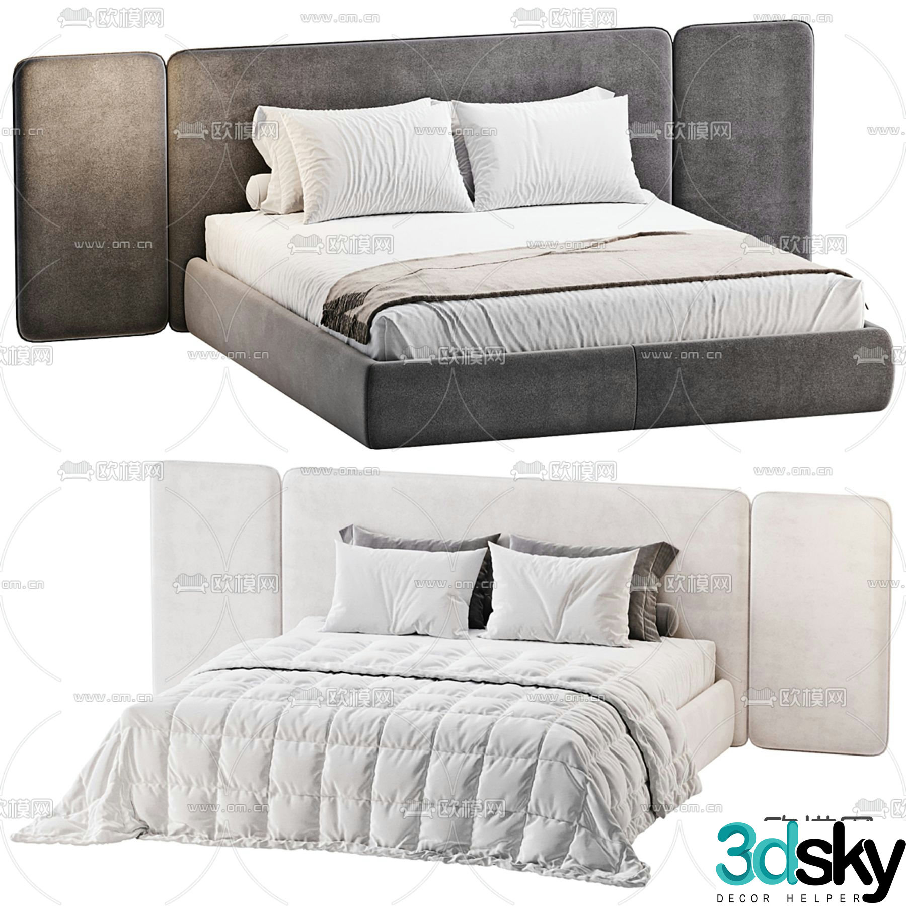 Modern double bed 3d model