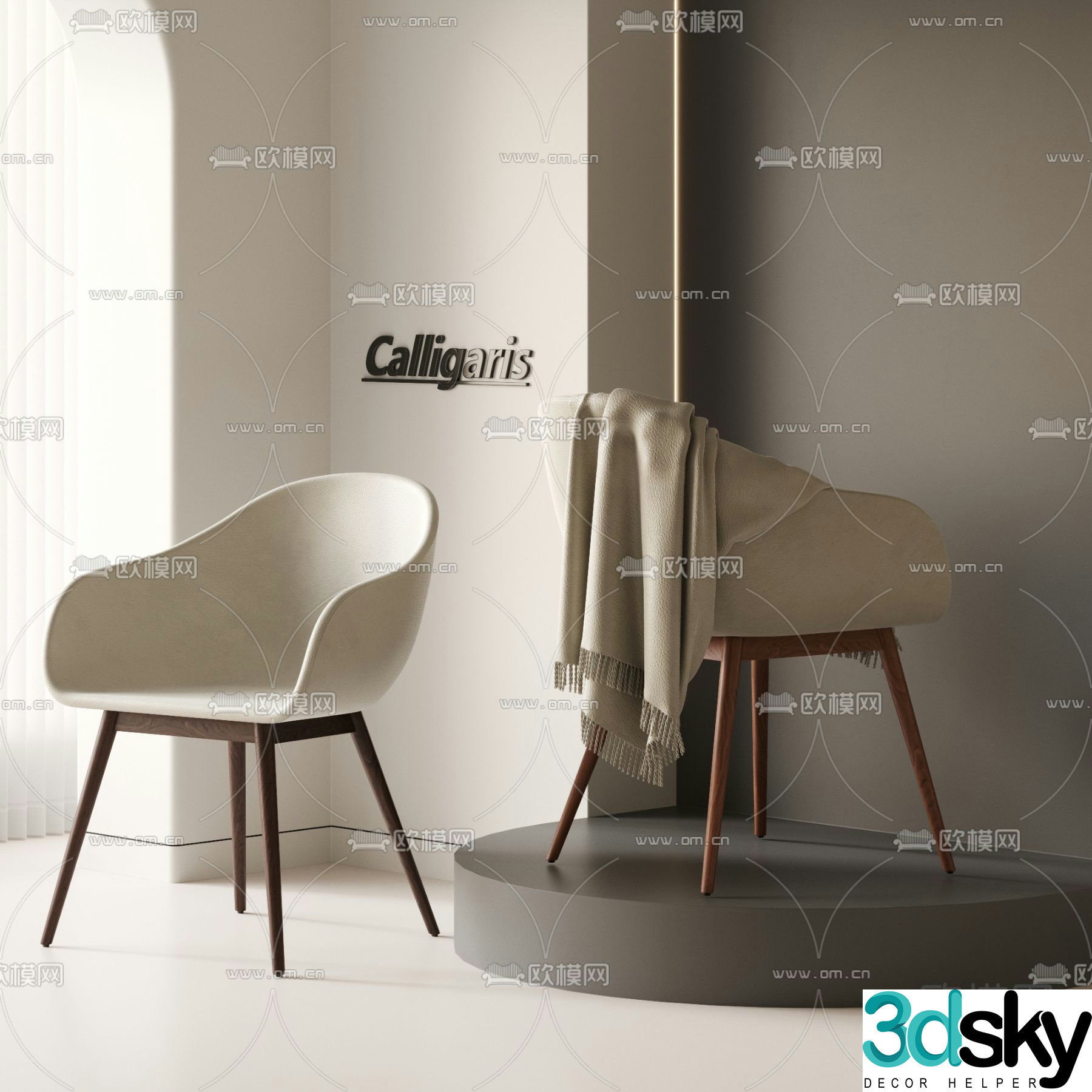 Nordic chair dining chair 3d model