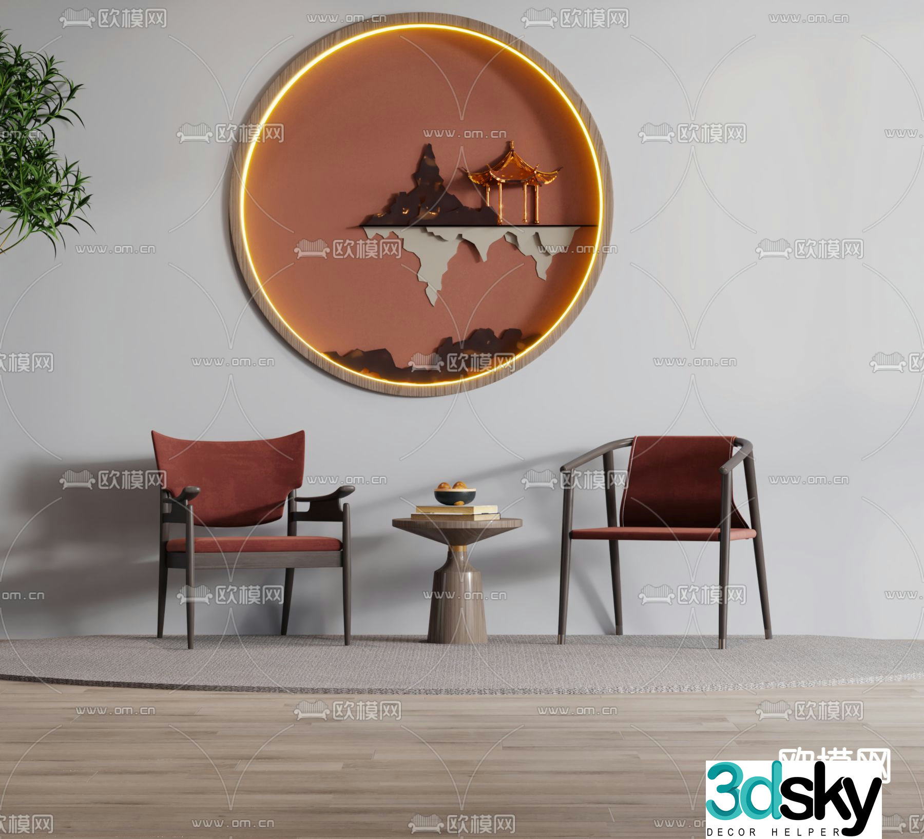 New Chinese style chair dining chair table 3d model
