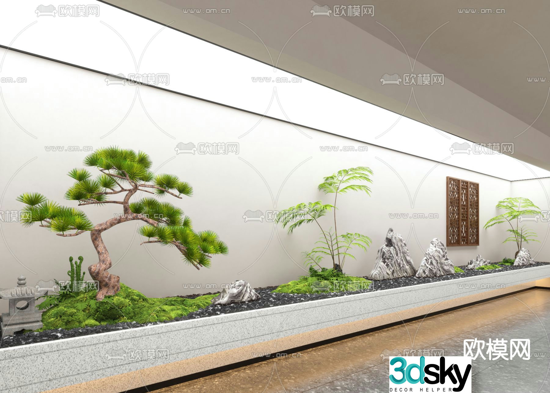 Landscape sketch pine tree landscaping micro terrain 3d model