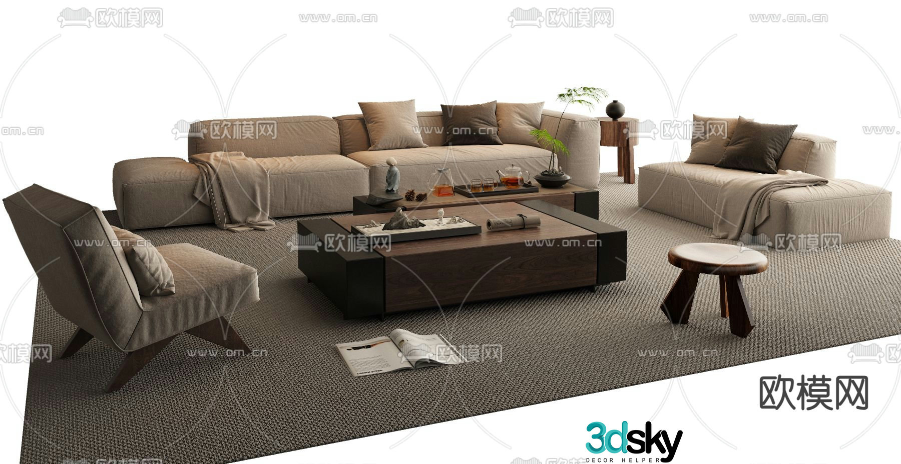 Wabi Sabi modular sofa 3d model