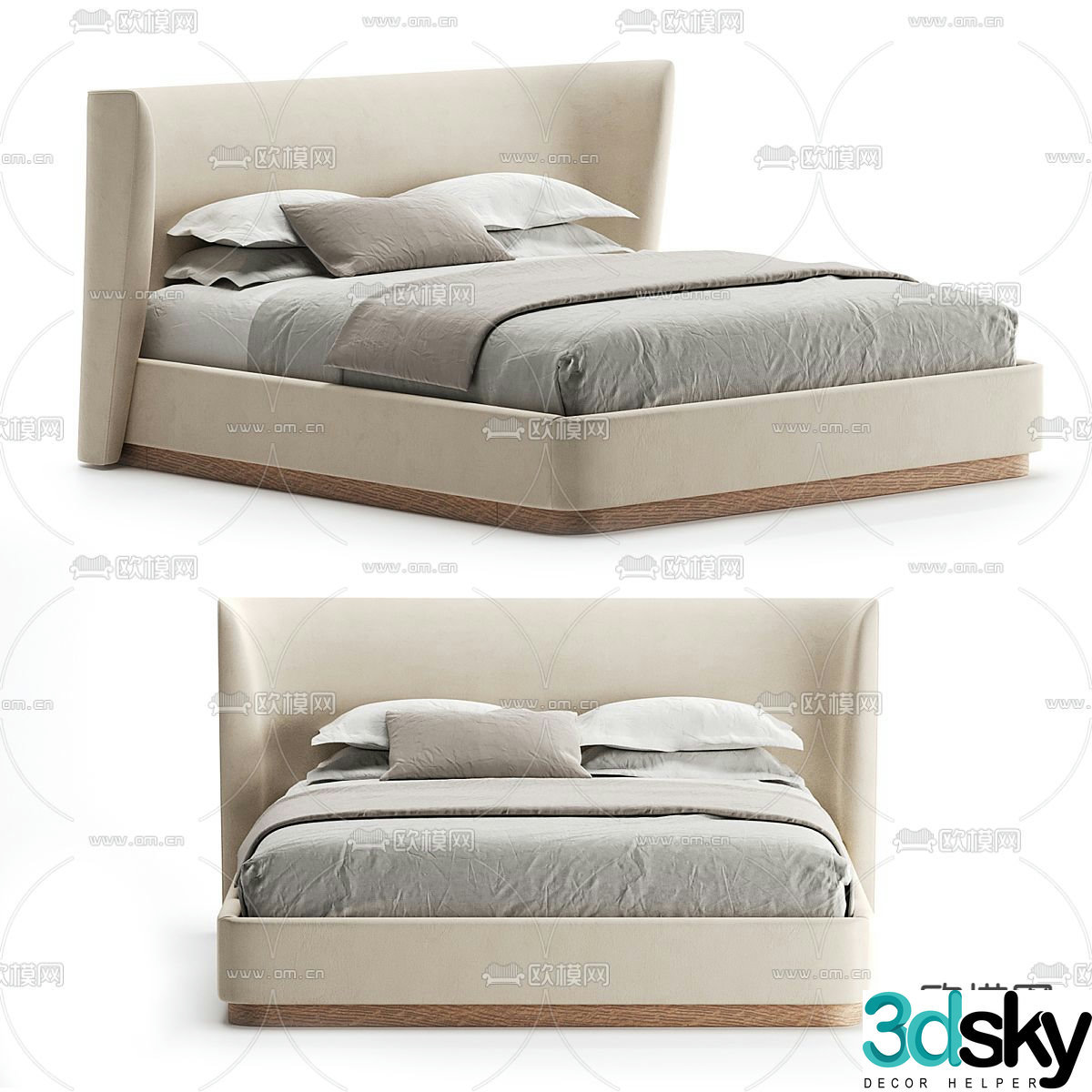 Modern double bed 3d model