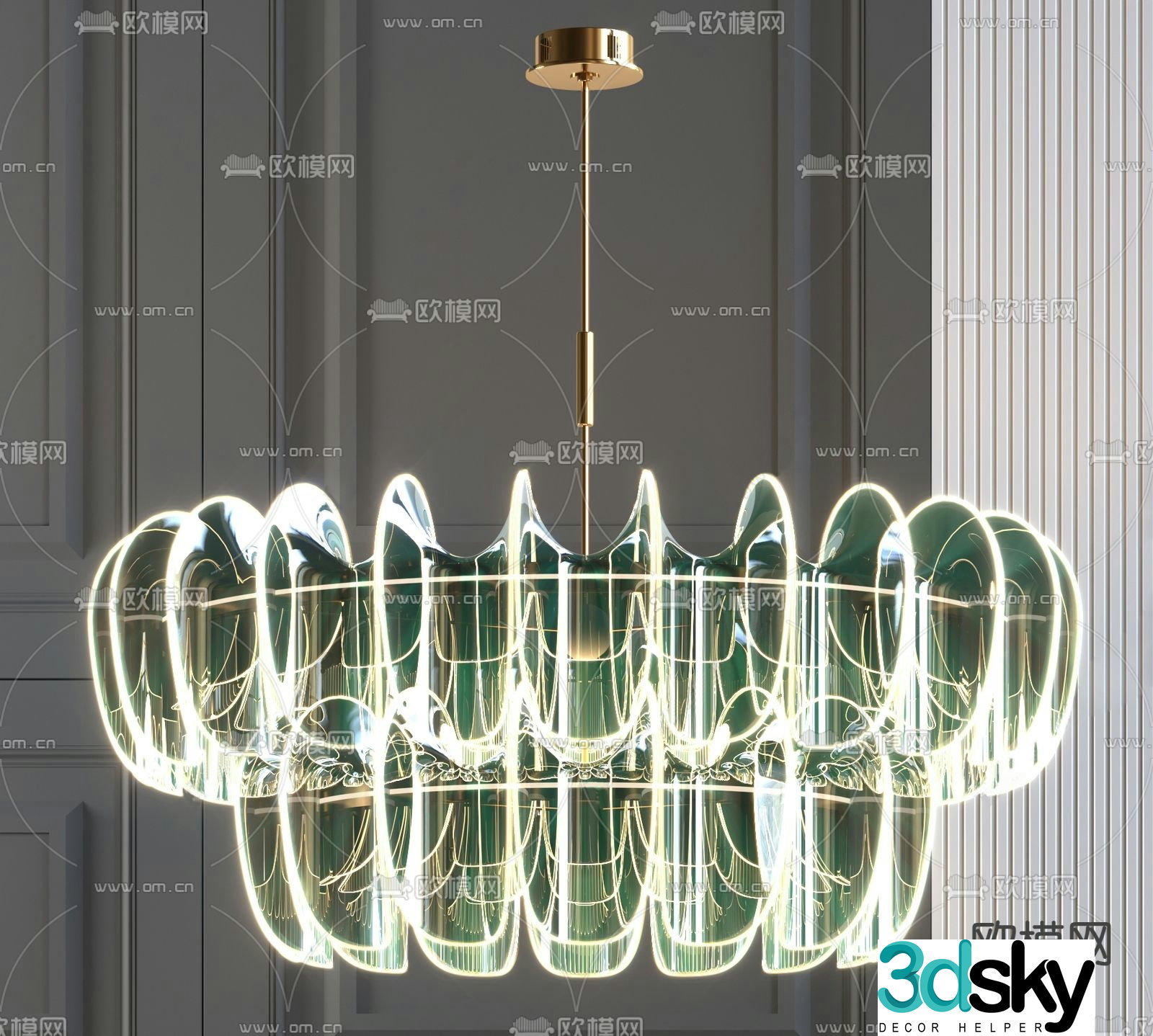 Light luxury chandelier crystal chandelier 3d model