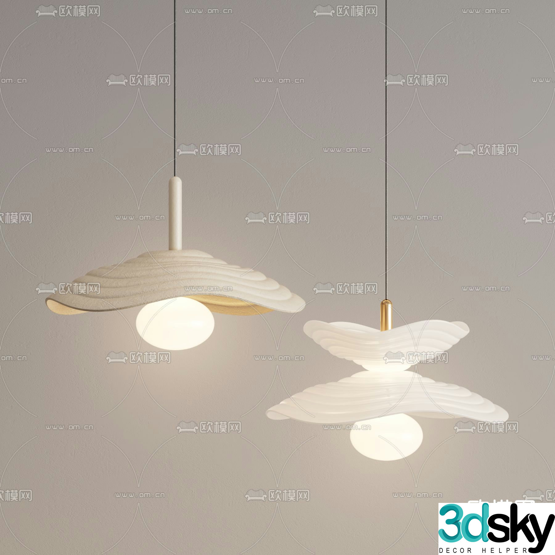Cream style chandelier restaurant chandelier 3d model