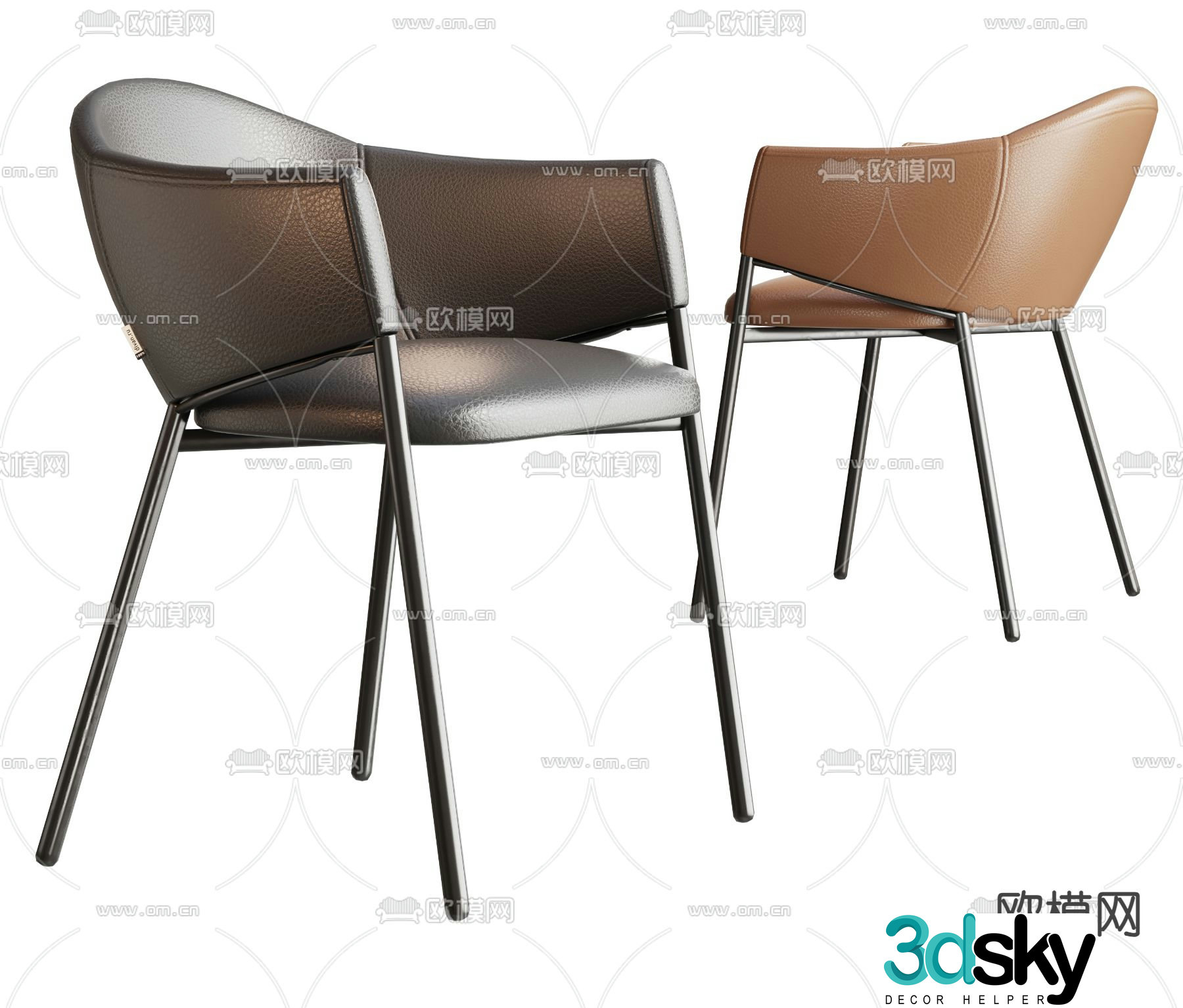 POTOCCO leather chair dining chair 3d model