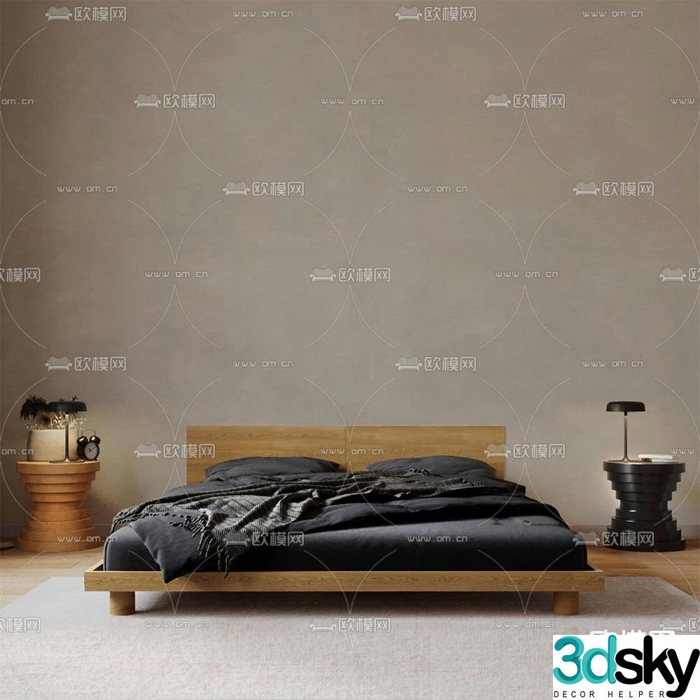 SIJU wabi-sabi double bed 3d model