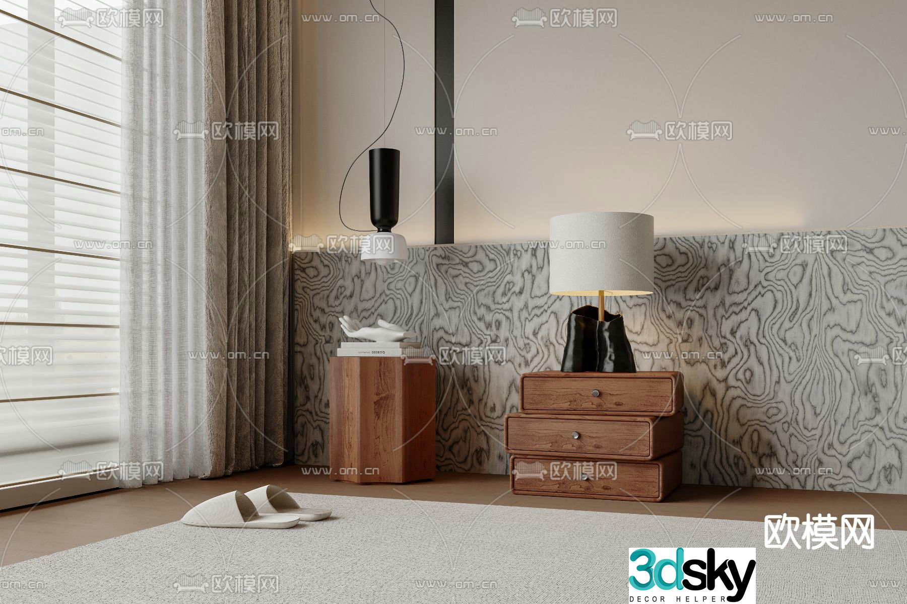Medieval style bedside table 3d model