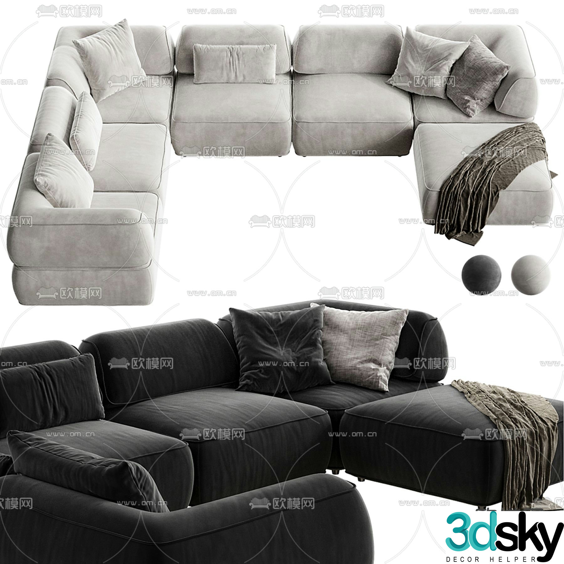 Modular sofa multi-person sofa 3d model
