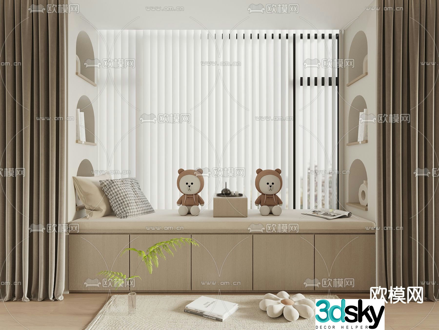 Balancing windowsill Balancing window cabinet Dream curtain 3D model
