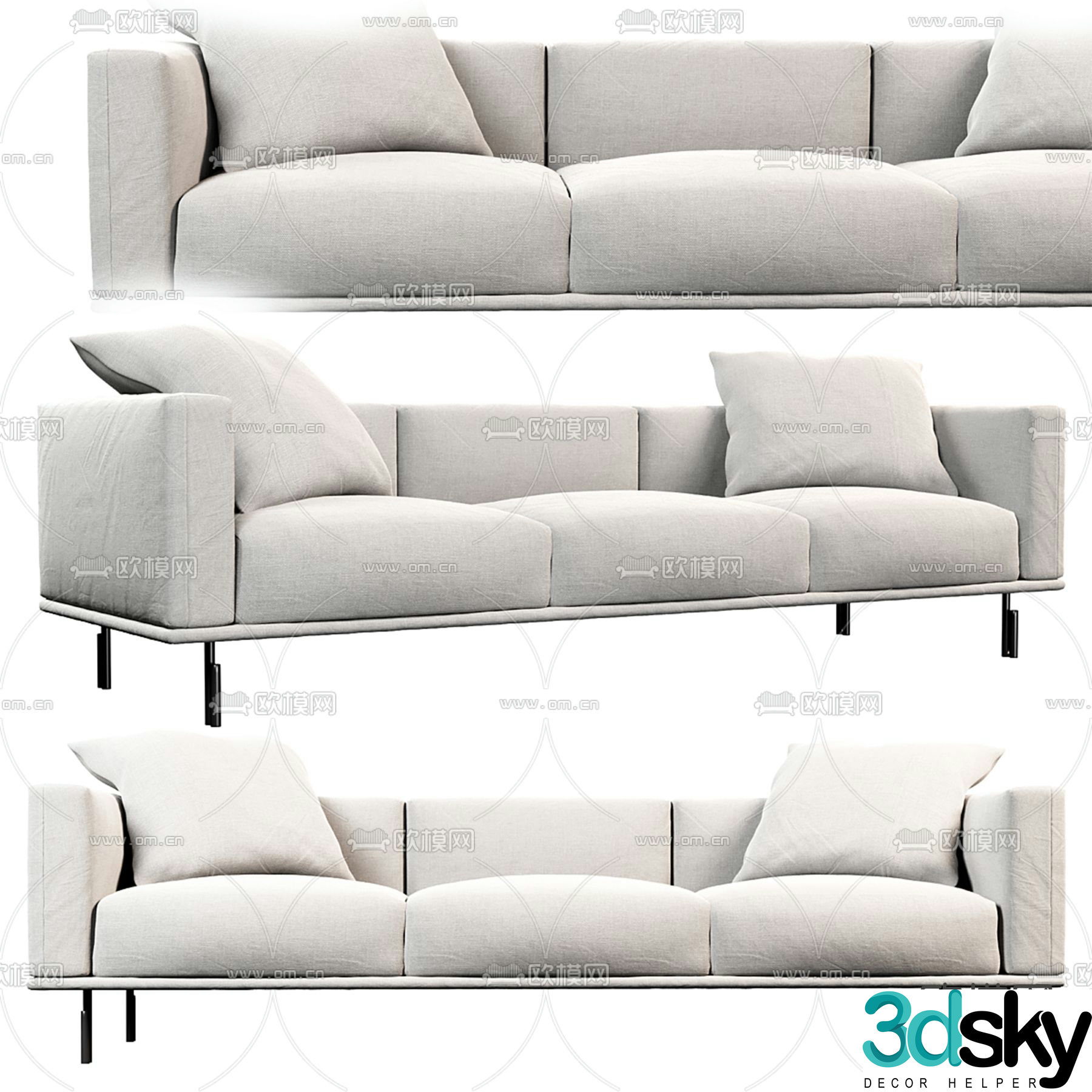 Flou multi-person sofa three-person sofa 3d model