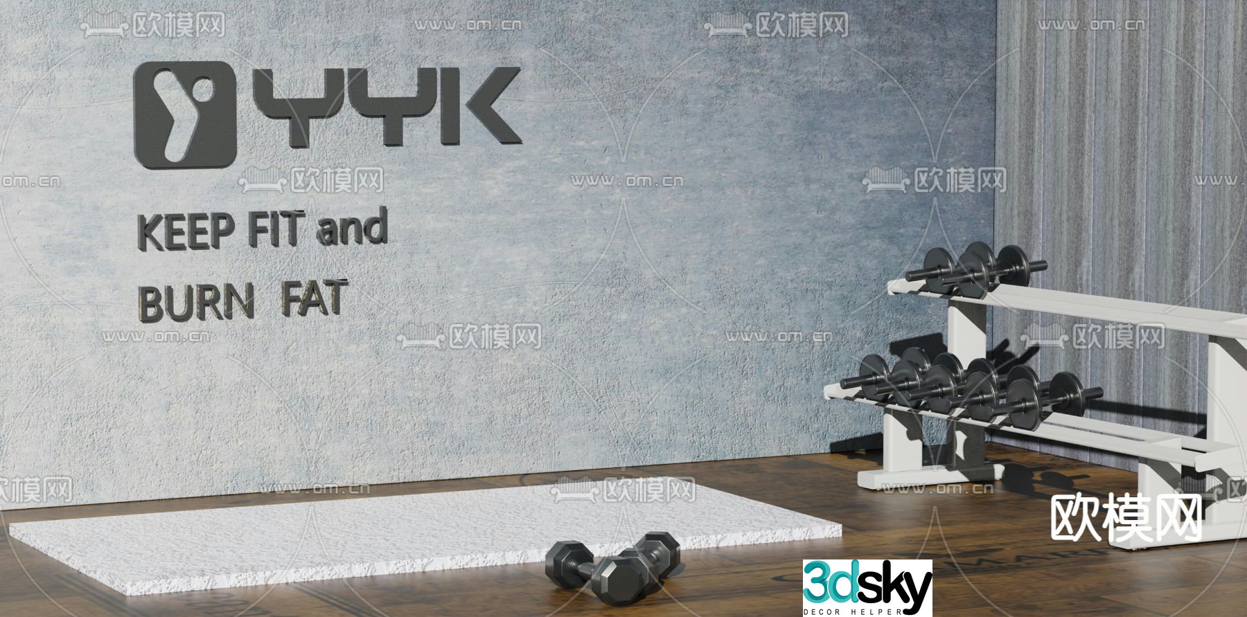 Sports equipment dumbbell 3d model