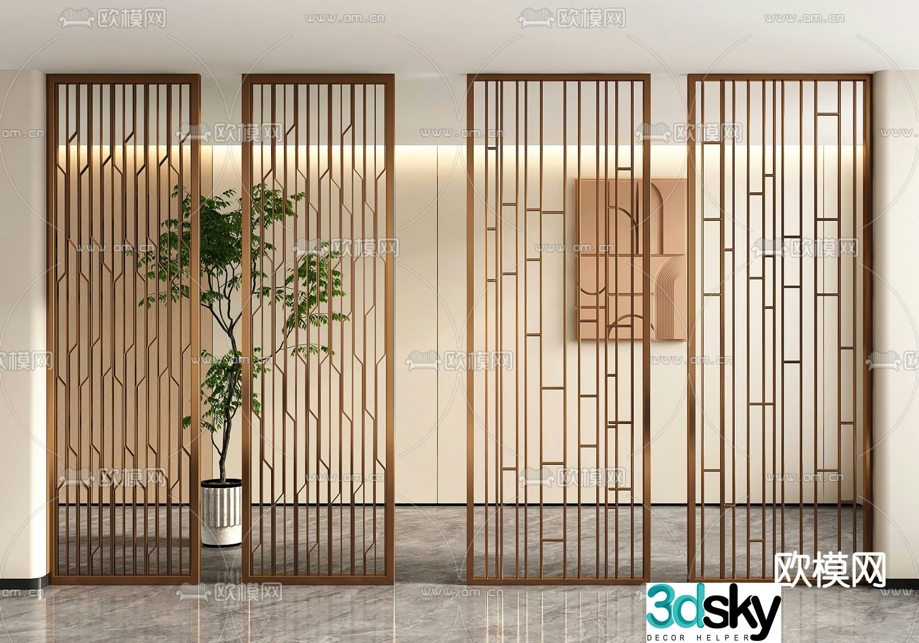 Entrance screen hollow partition 3D model