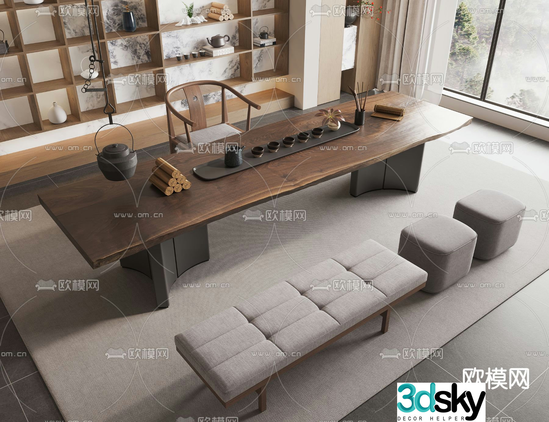 New Chinese style tea table tea table 3d model
