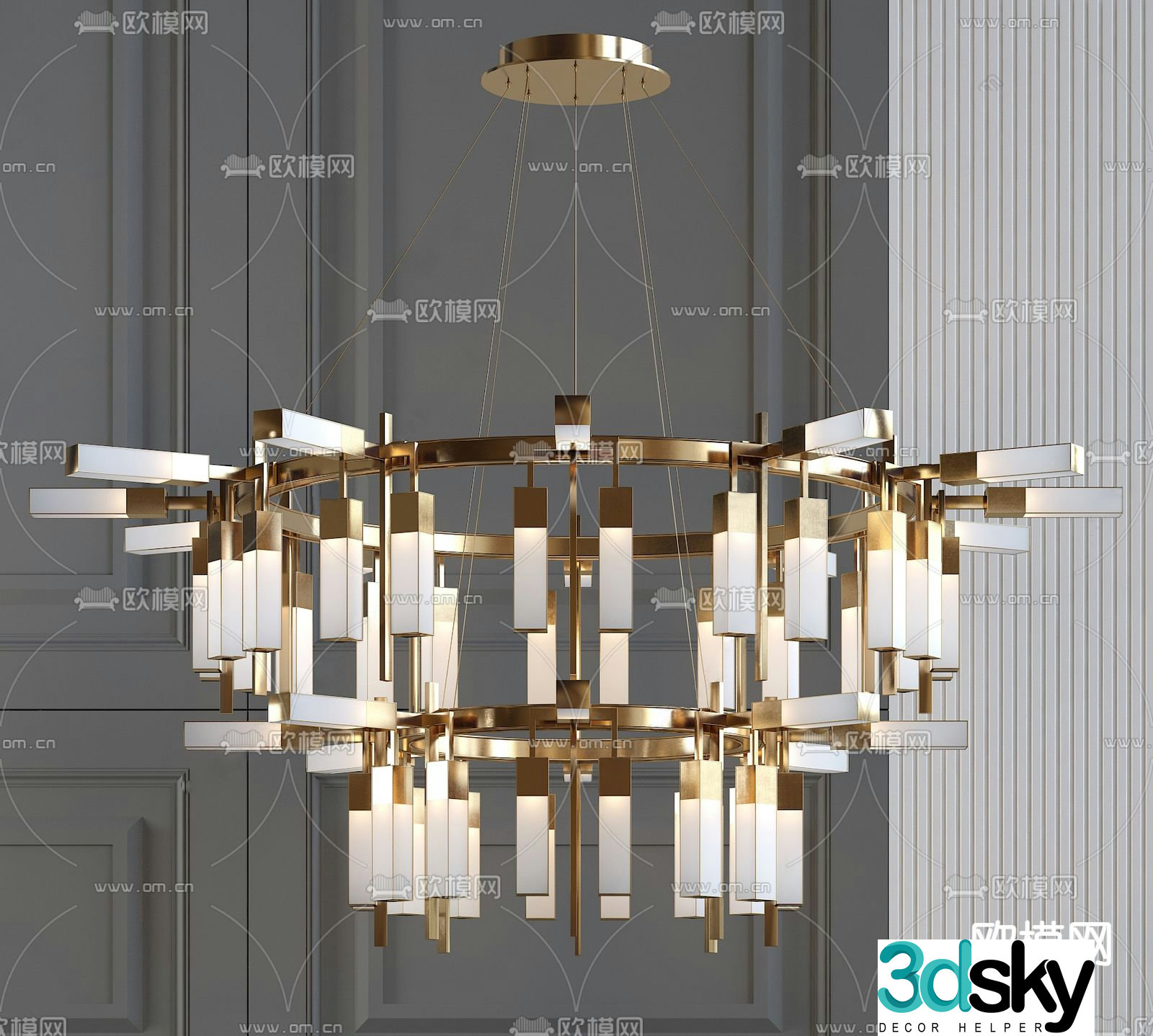 New Chinese style chandelier lobby chandelier 3d model