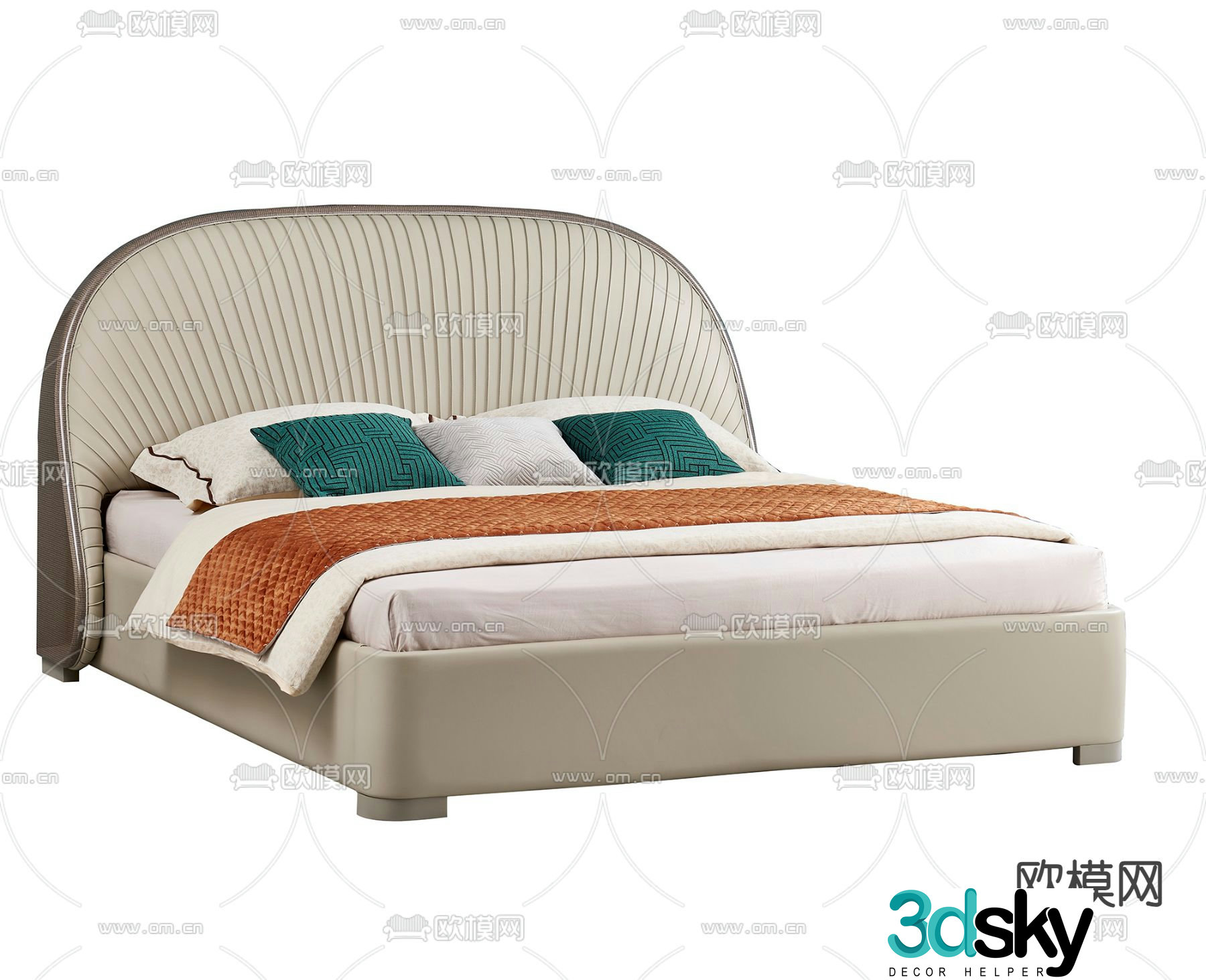 Italian double bed 3d model