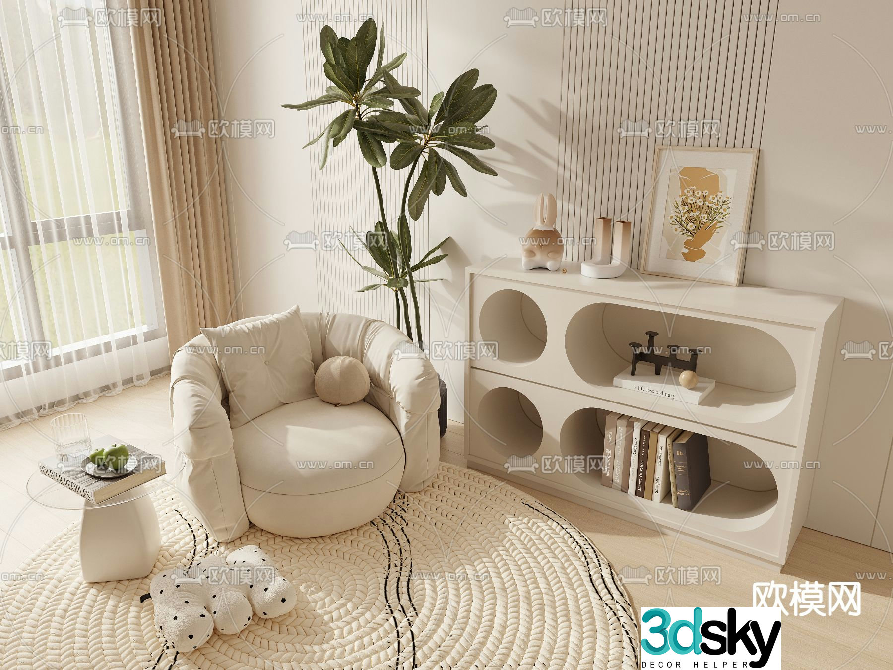 Cream style sofa leisure sofa 3d model